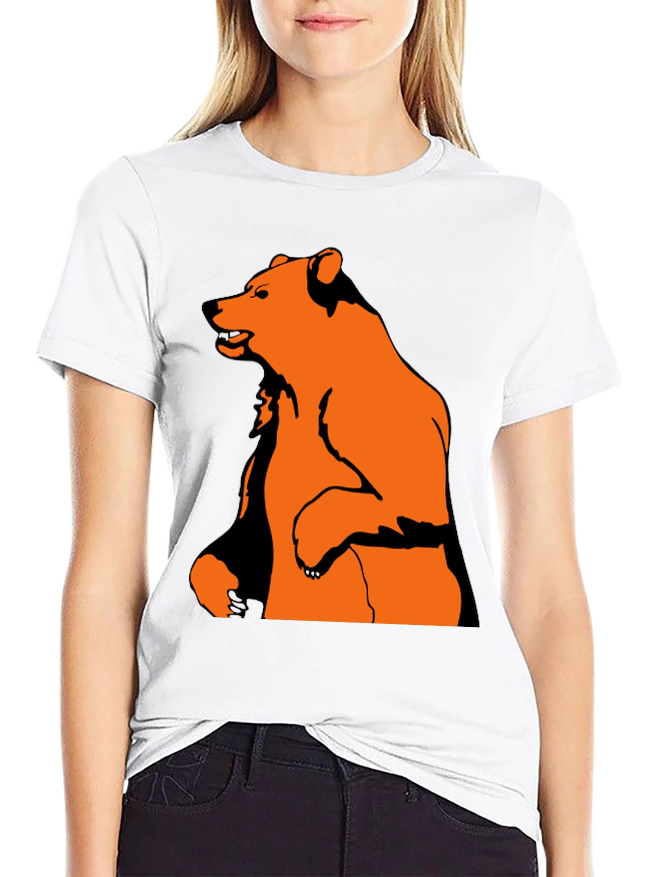 Bear Graphic Tee - Black Cotton Blend