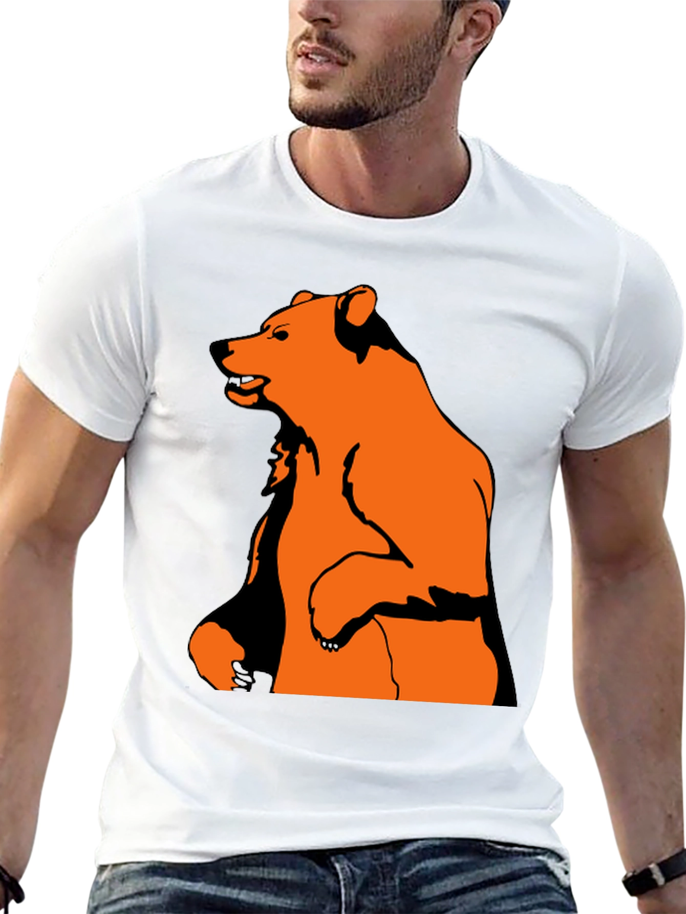 Bear Graphic Tee - Black Cotton Blend