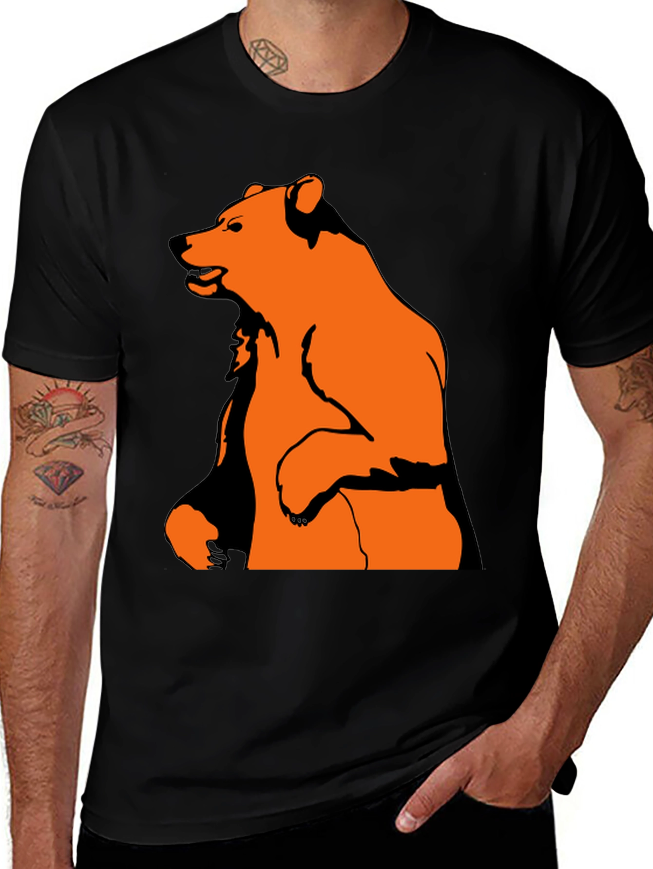 Bear Graphic Tee - Black Cotton Blend