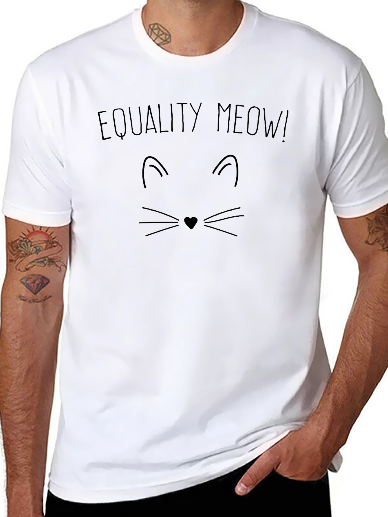 Equality Meow! Black Graphic T-Shirt - Unisex Cotton Tee