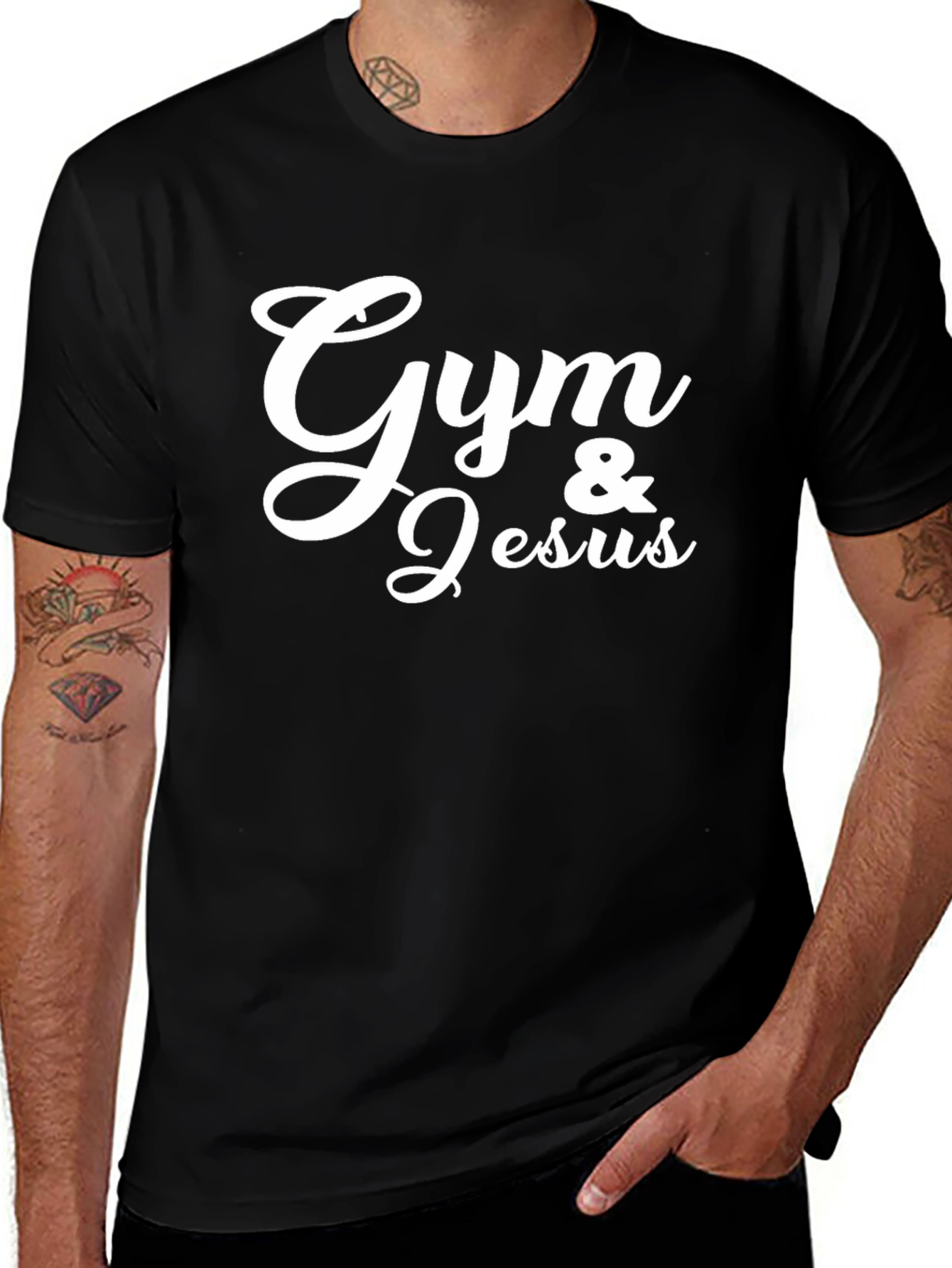 Gym & Jesus Graphic Tee - Black