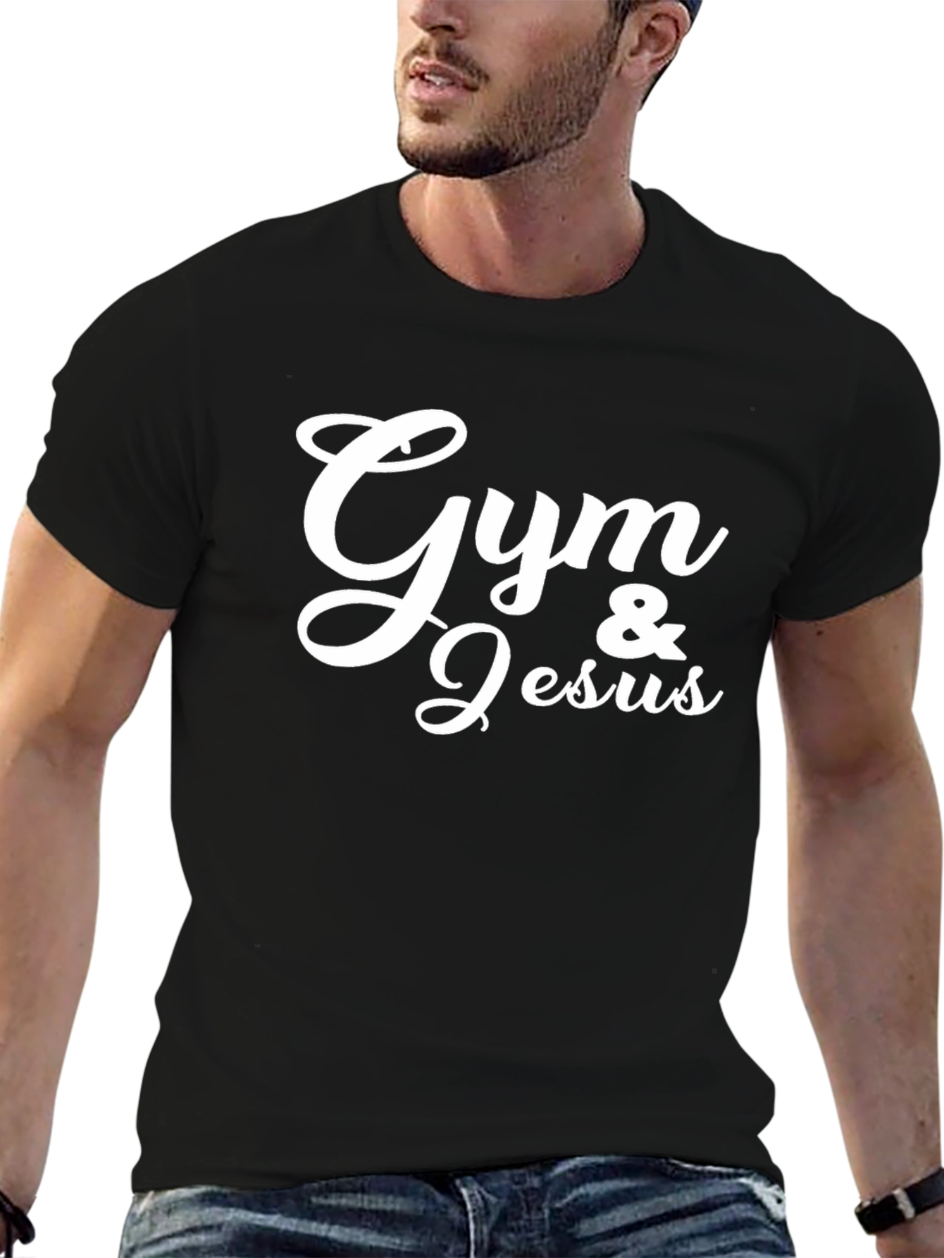 Gym & Jesus Graphic Tee - Black