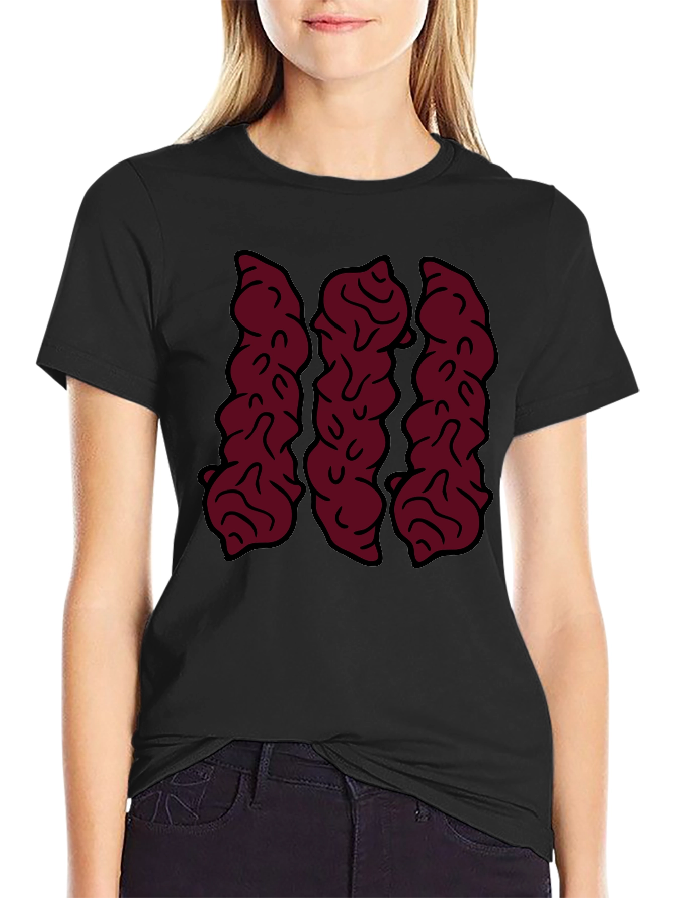 Maroon Abstract Design Black Graphic Tee