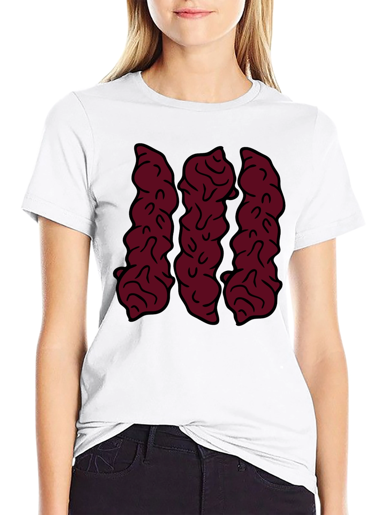Maroon Abstract Design Black Graphic Tee
