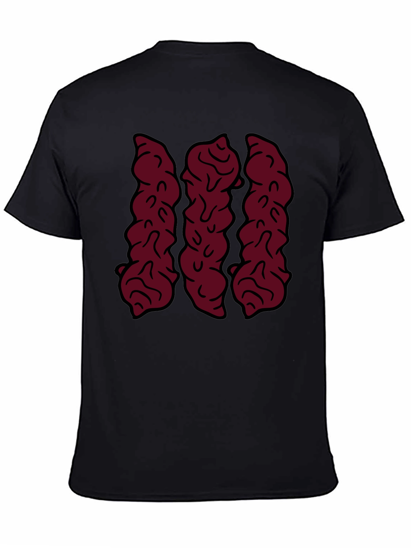 Maroon Abstract Design Black Graphic Tee