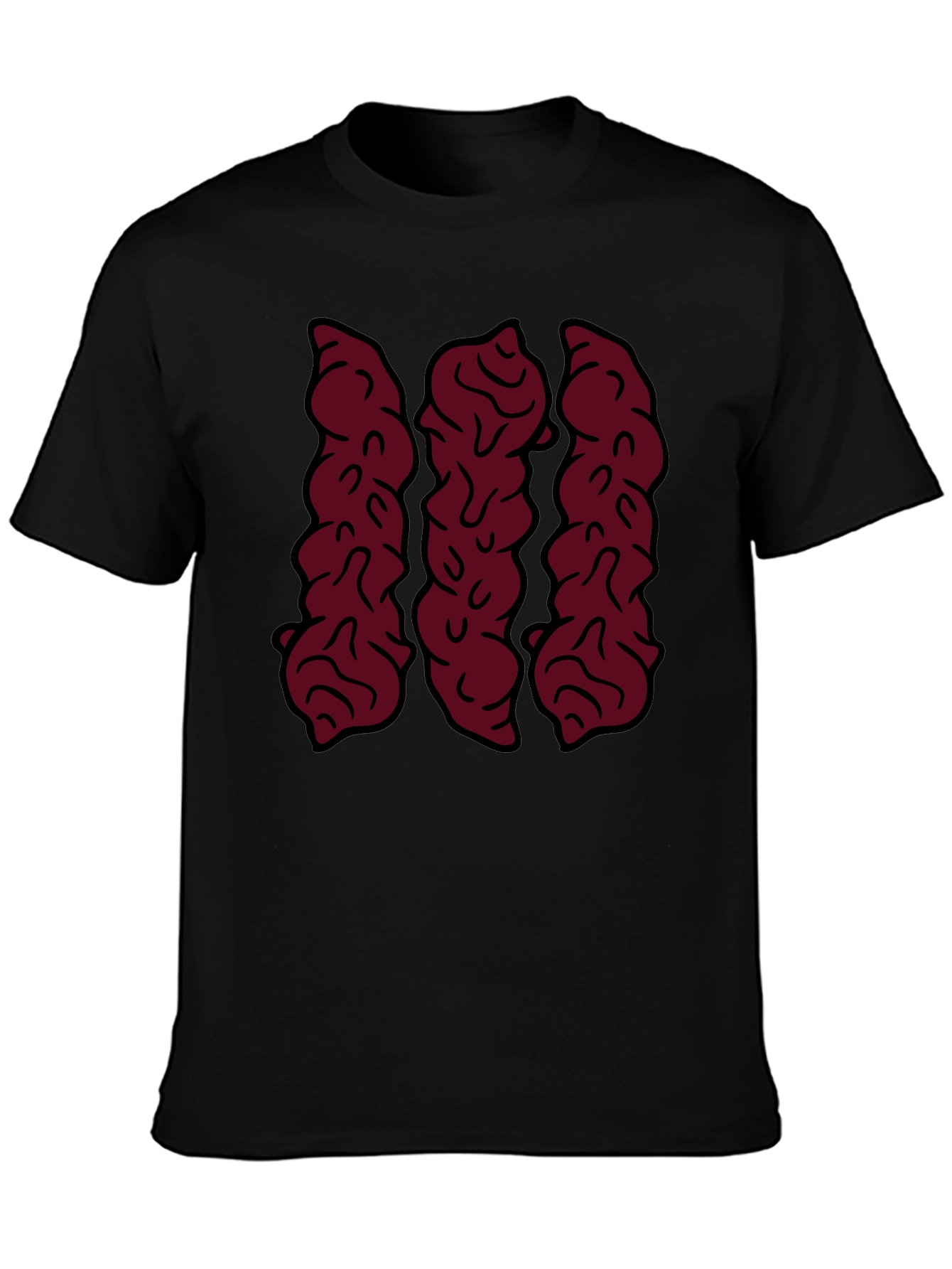 Maroon Abstract Design Black Graphic Tee