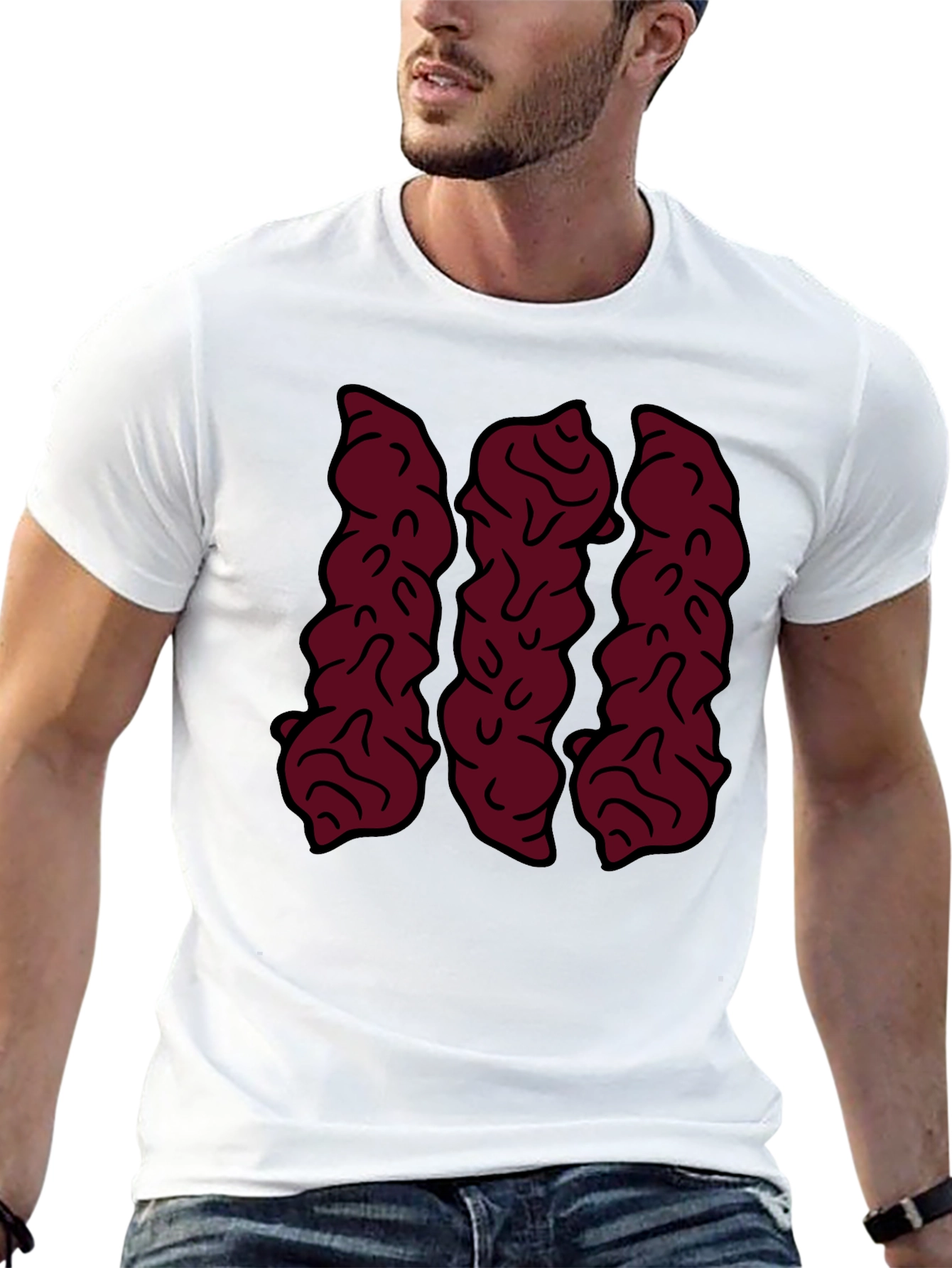Maroon Abstract Design Black Graphic Tee