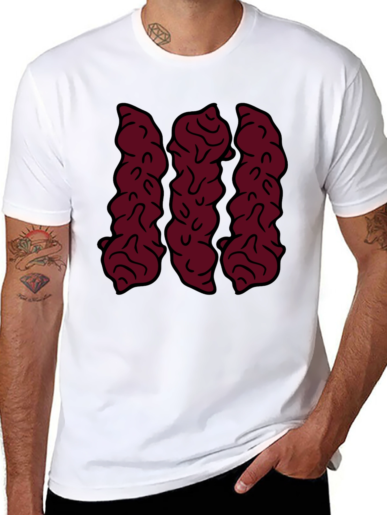 Maroon Abstract Design Black Graphic Tee