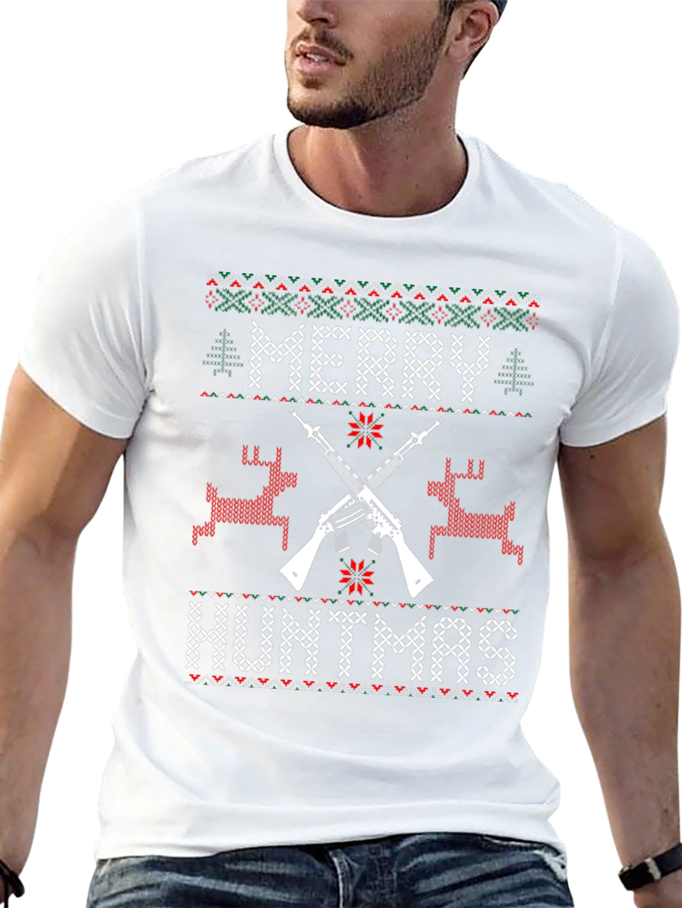 Merry Huntmas Ugly Christmas Sweater Style T-Shirt