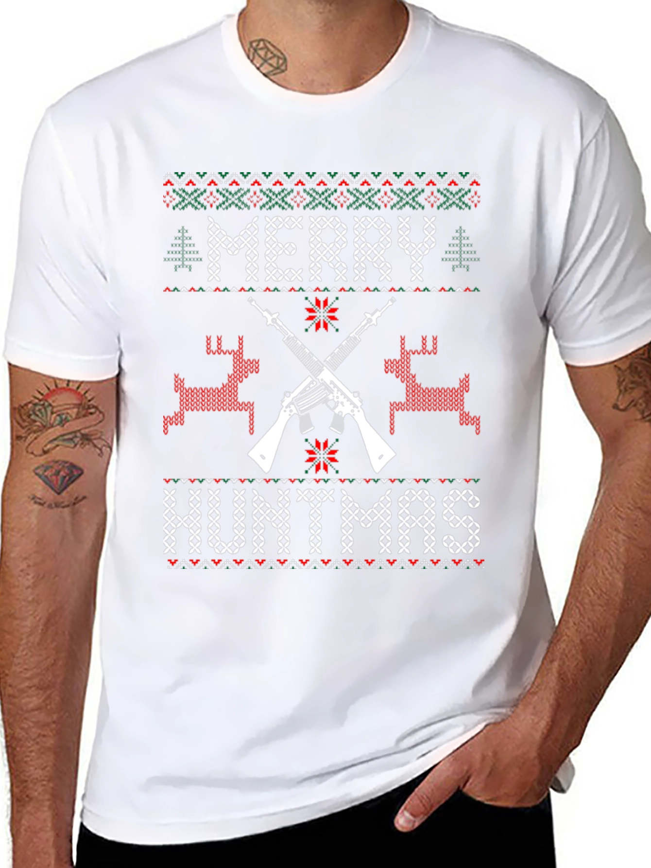 Merry Huntmas Ugly Christmas Sweater Style T-Shirt