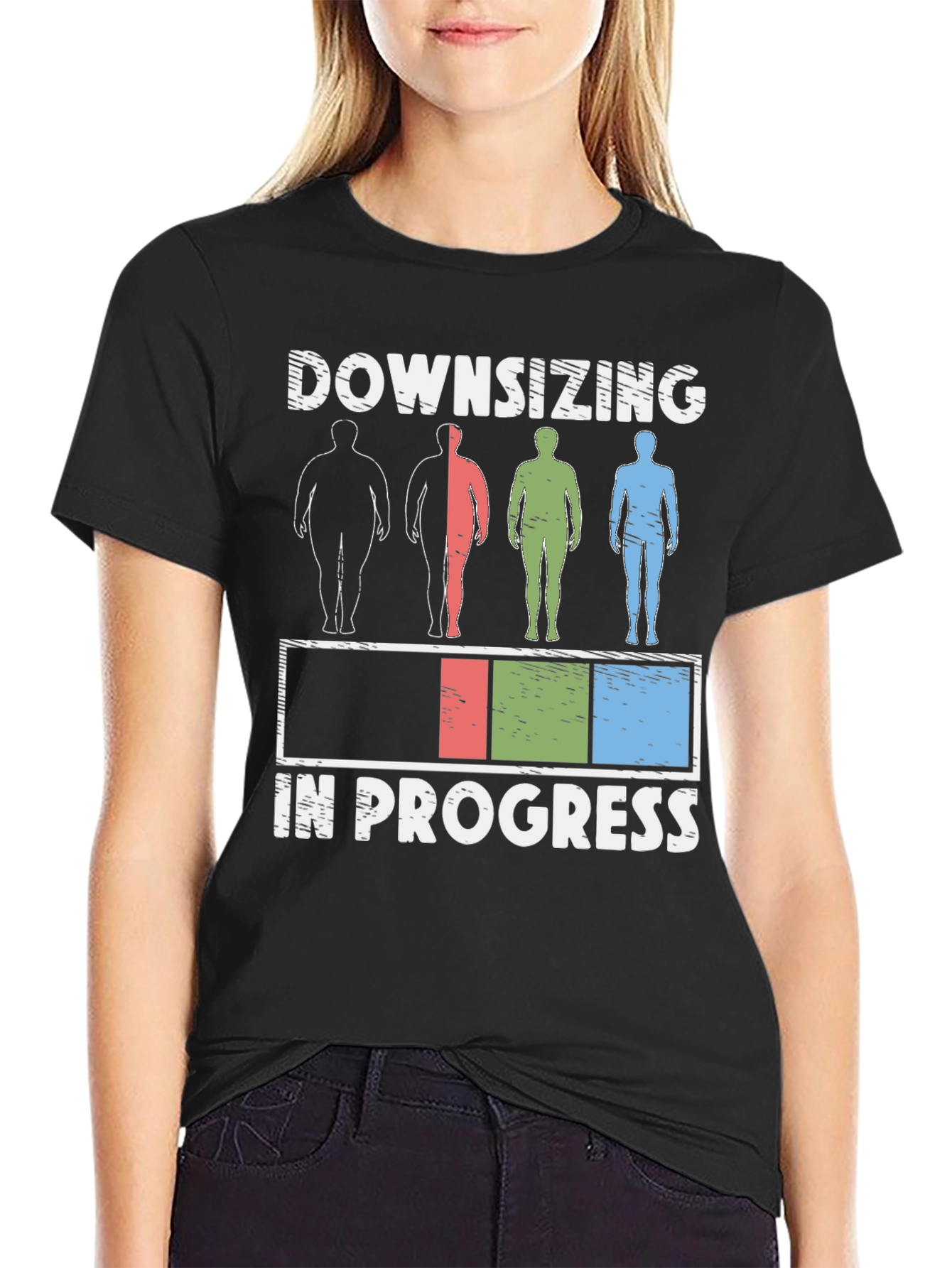 Downsizing in Progress Funny Weight Loss T-Shirt