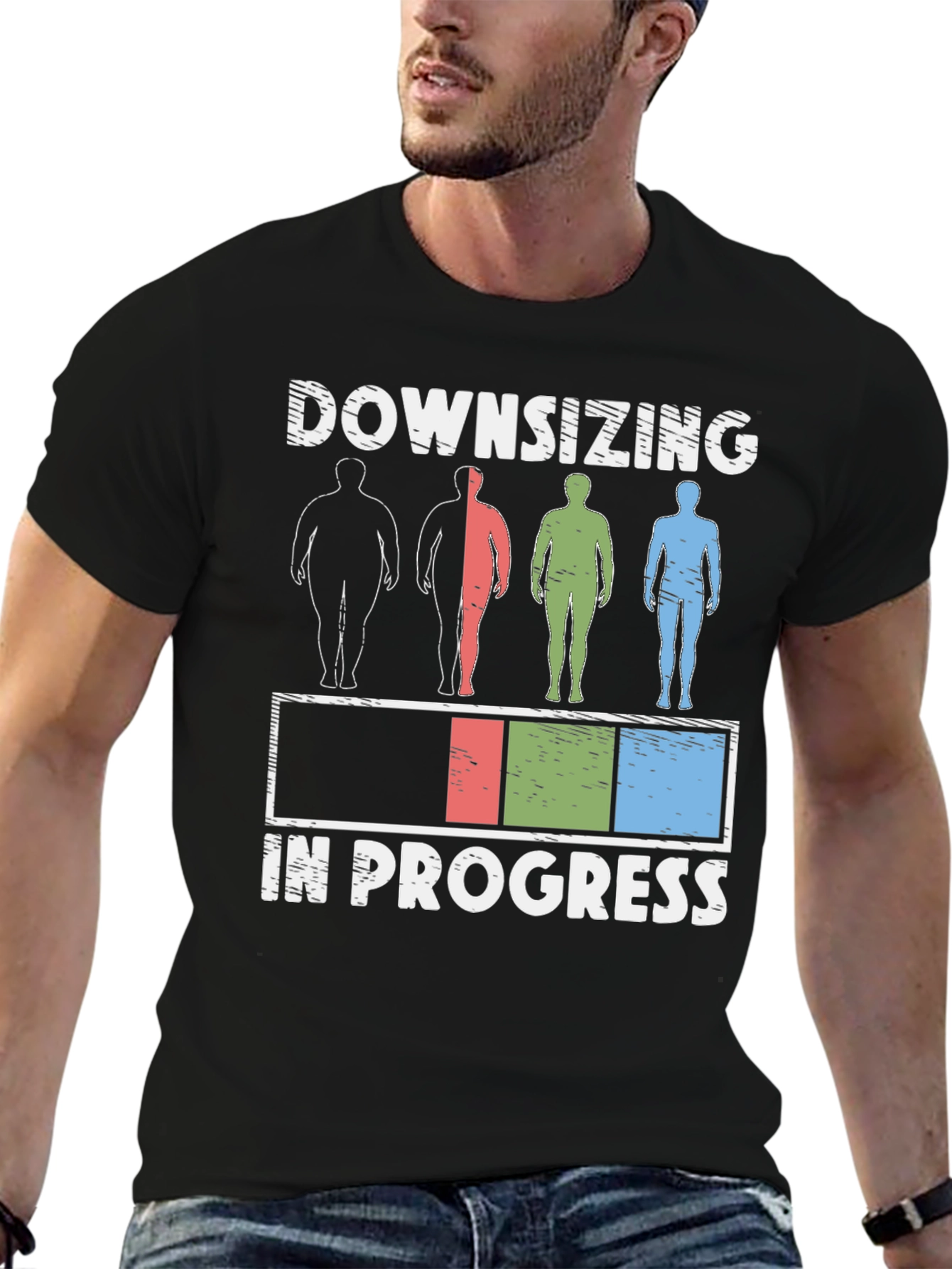 Downsizing in Progress Funny Weight Loss T-Shirt