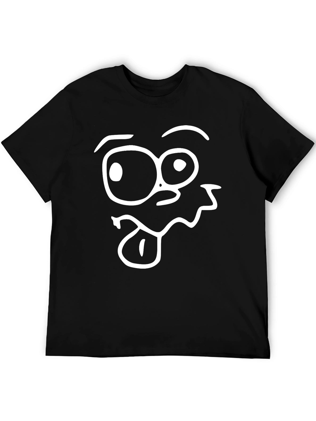 Funny Cartoon Face Black T-Shirt