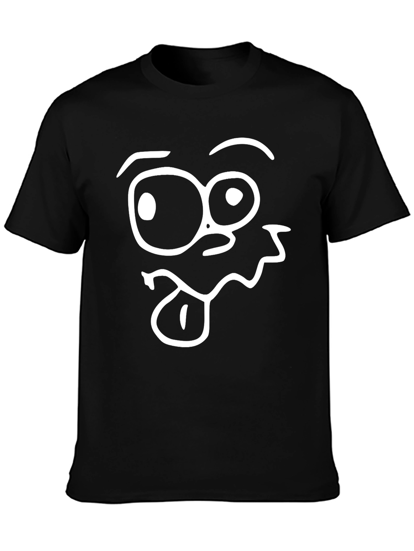 Funny Cartoon Face Black T-Shirt