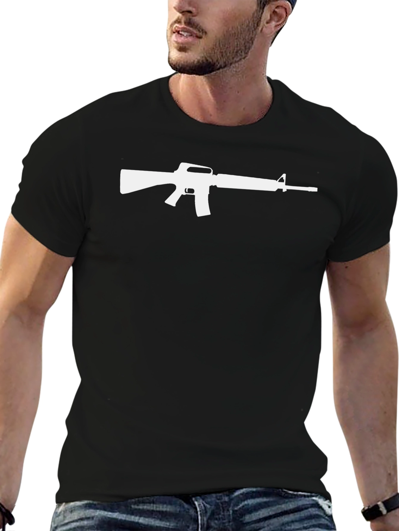 AR-15 Graphic Tee - Black Cotton Blend T-Shirt