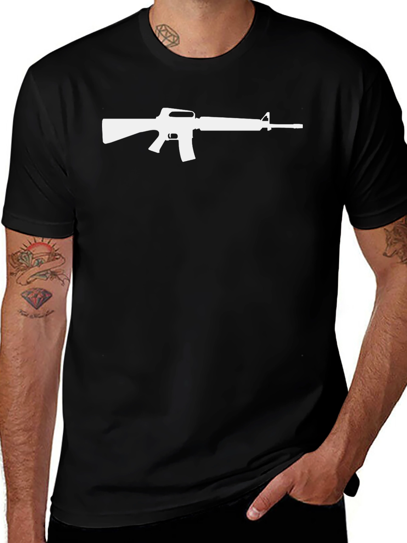 AR-15 Graphic Tee - Black Cotton Blend T-Shirt