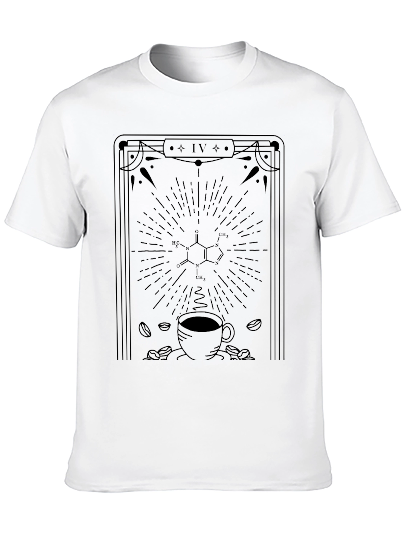 Caffeine Molecule Tarot Card Black T-Shirt