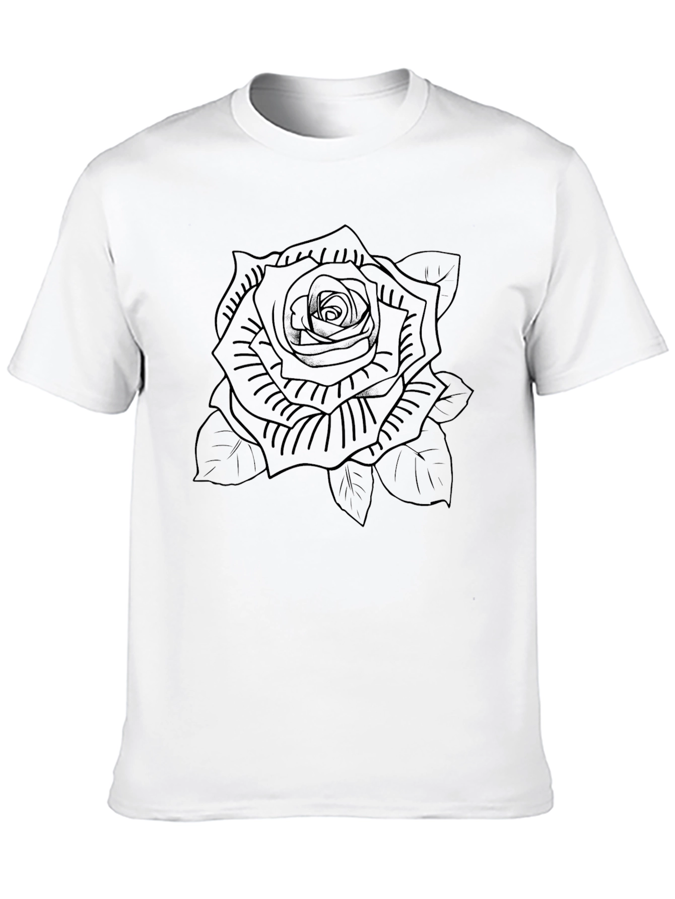 Rose Outline Black T-Shirt