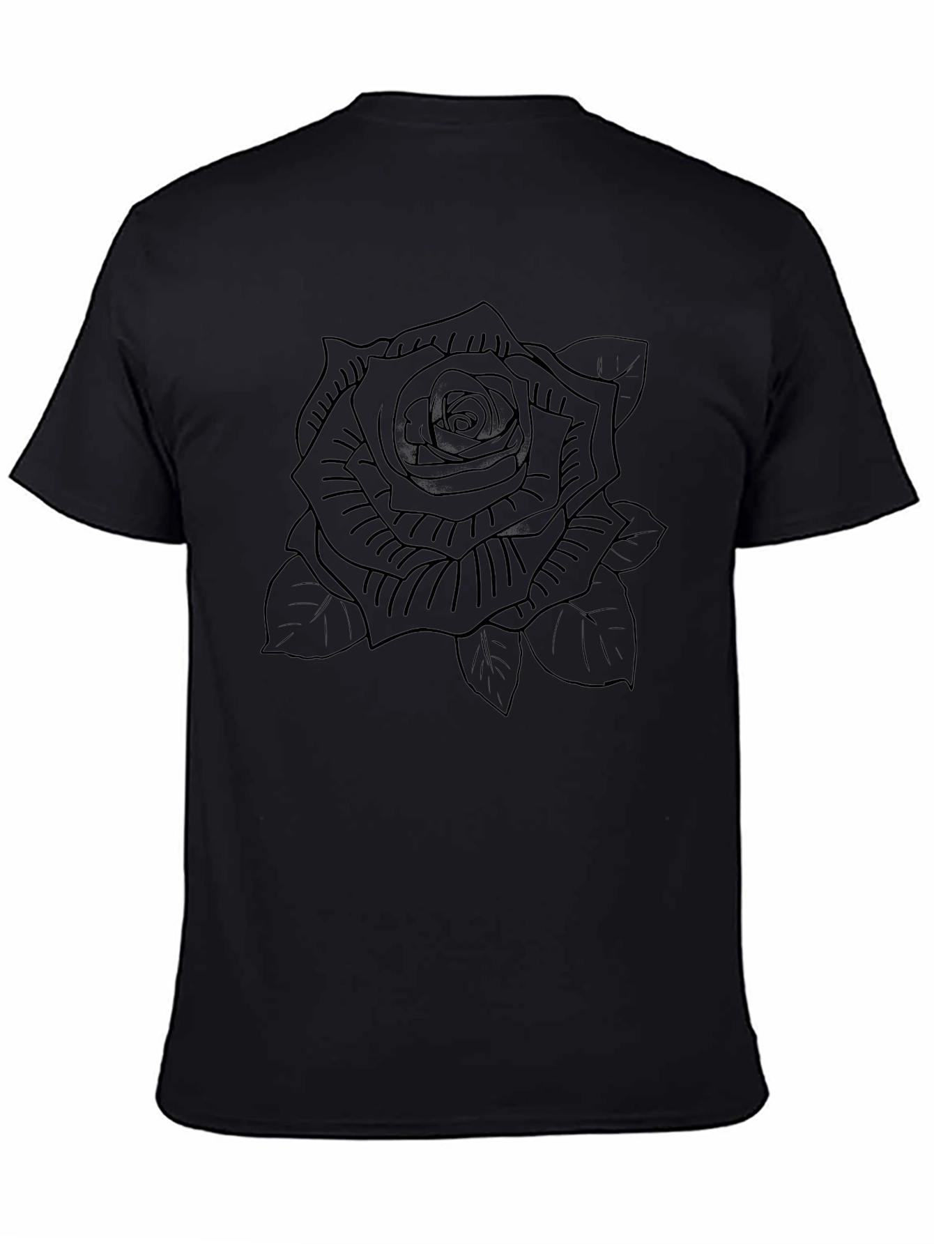 Rose Outline Black T-Shirt
