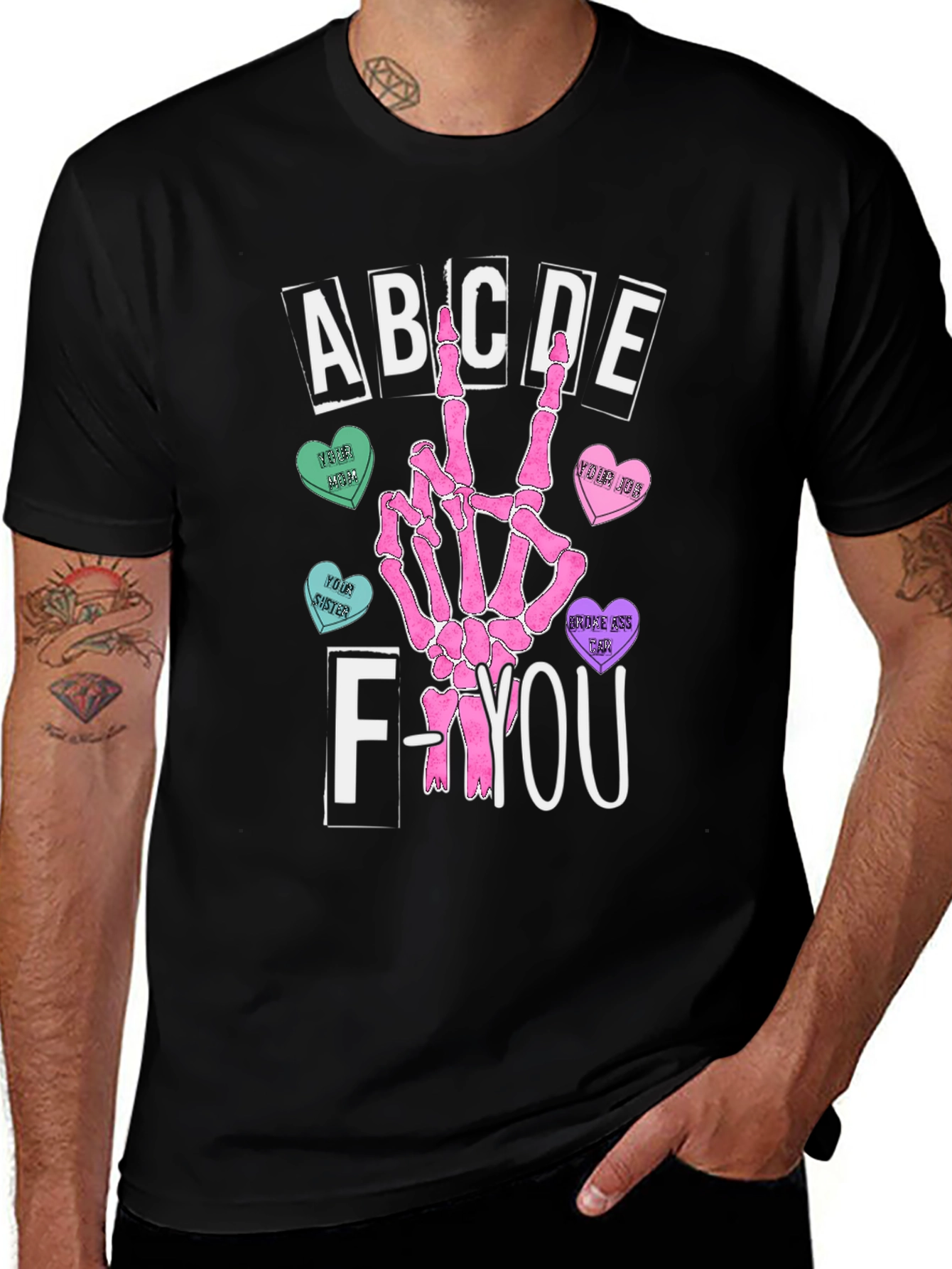 Sarcastic ABCDE F-You Graphic T-Shirt