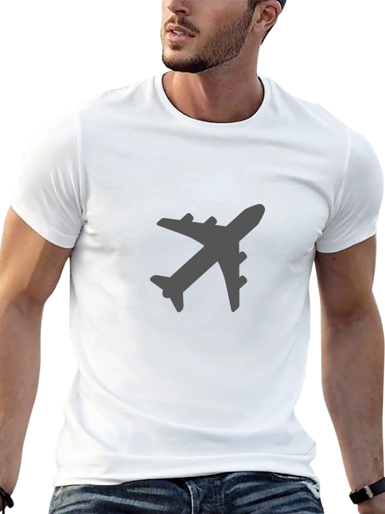 Airplane Graphic Tee - Black Cotton Blend