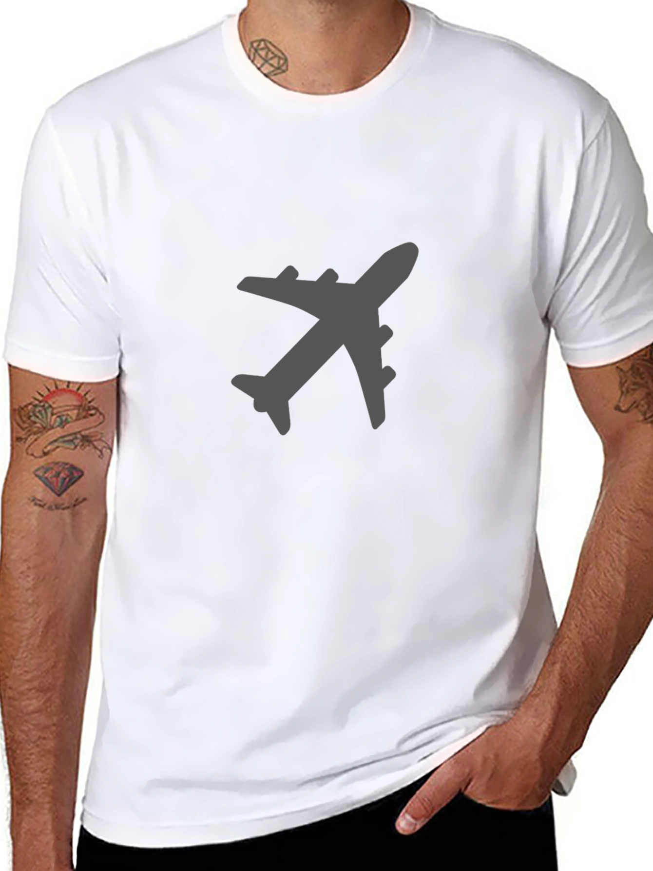 Airplane Graphic Tee - Black Cotton Blend