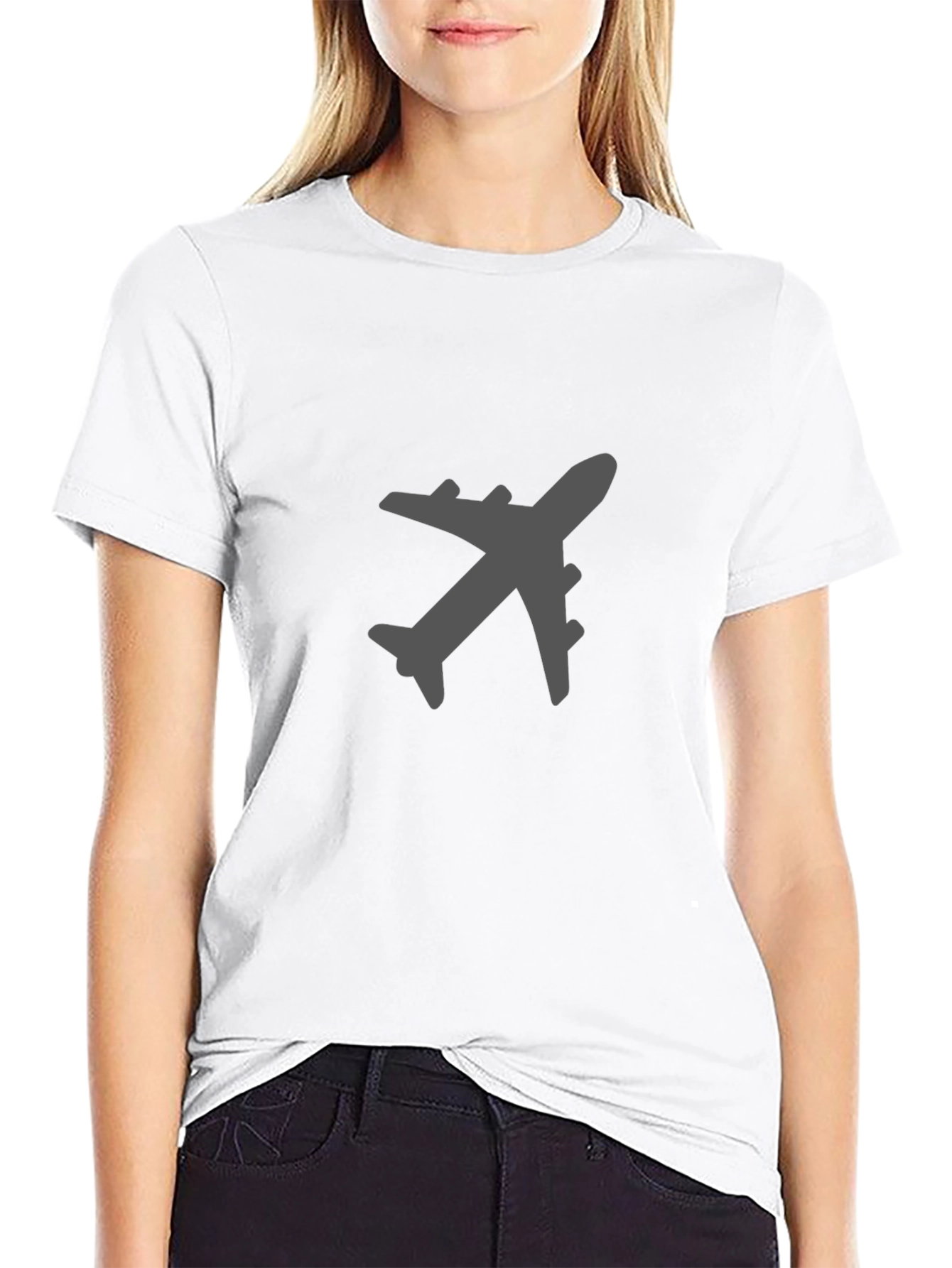 Airplane Graphic Tee - Black Cotton Blend