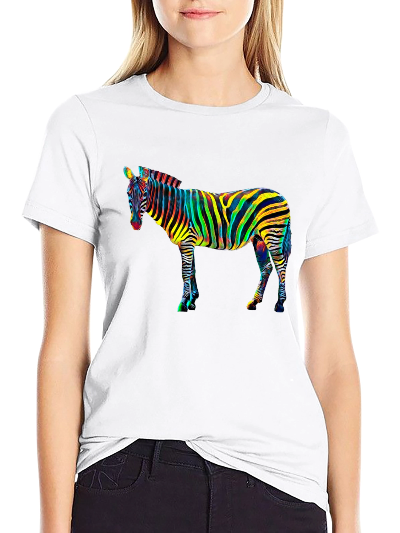Psychedelic Zebra Graphic Tee - Mens Black T-Shirt