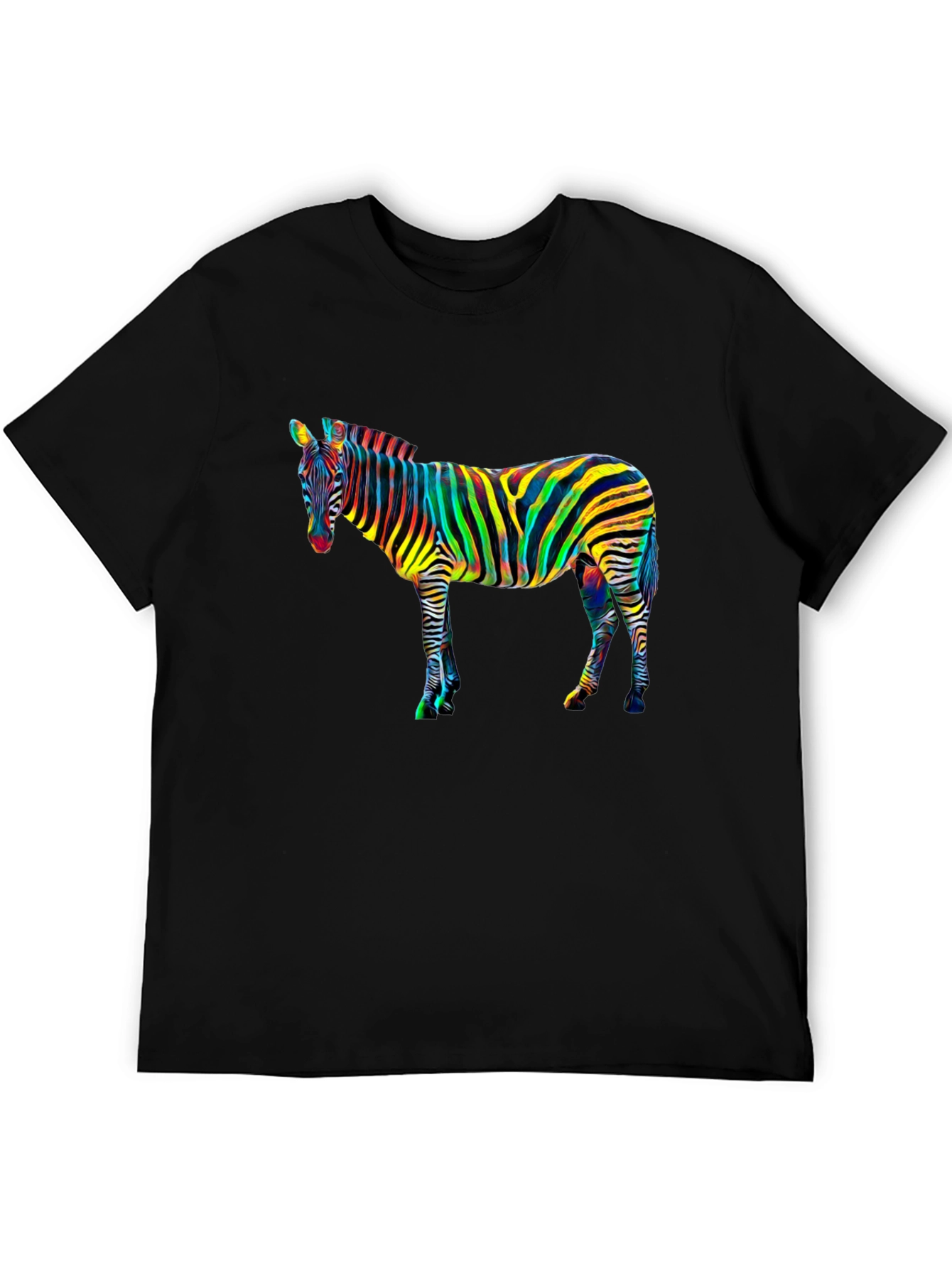 Psychedelic Zebra Graphic Tee - Mens Black T-Shirt