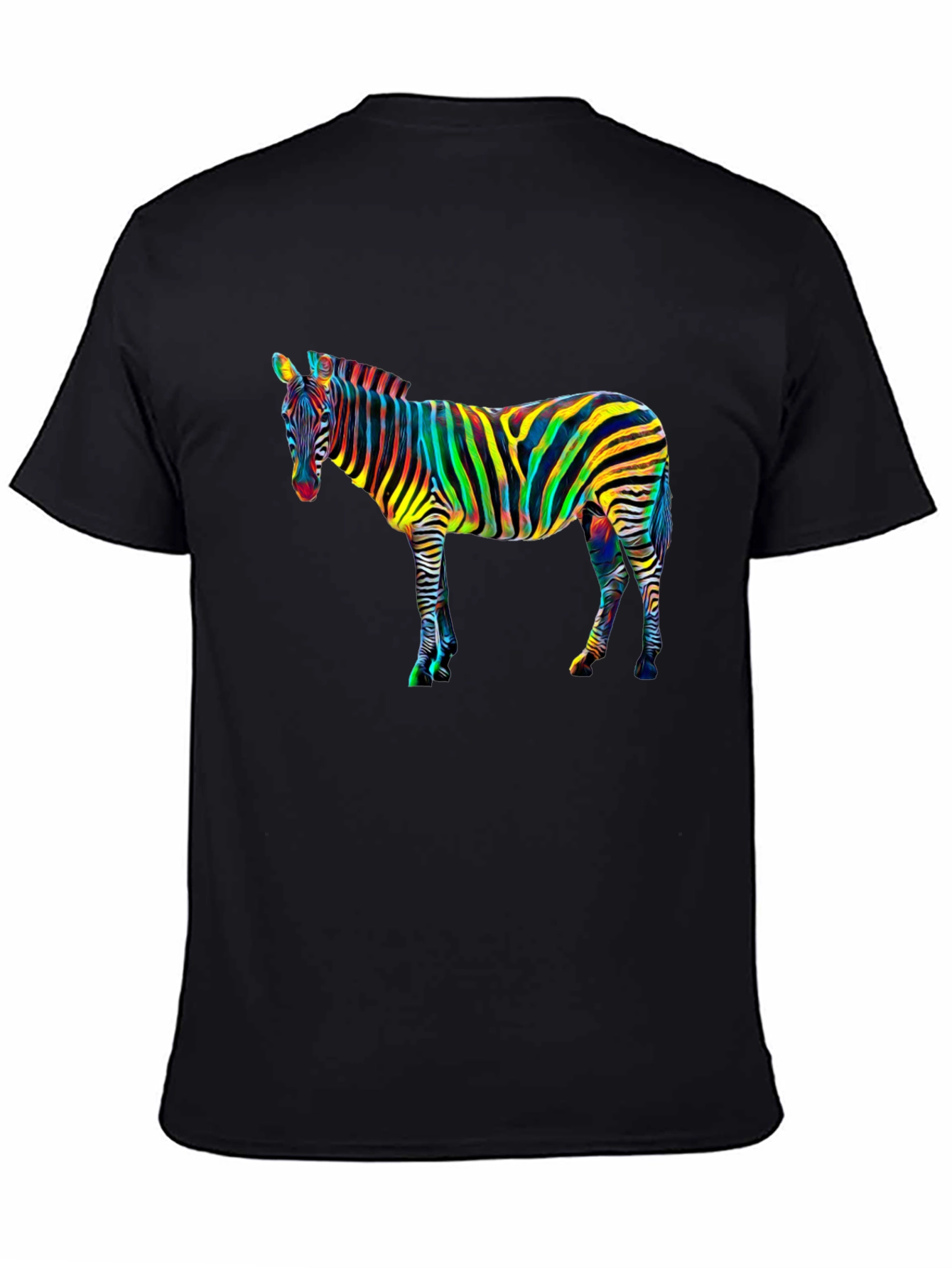 Psychedelic Zebra Graphic Tee - Mens Black T-Shirt