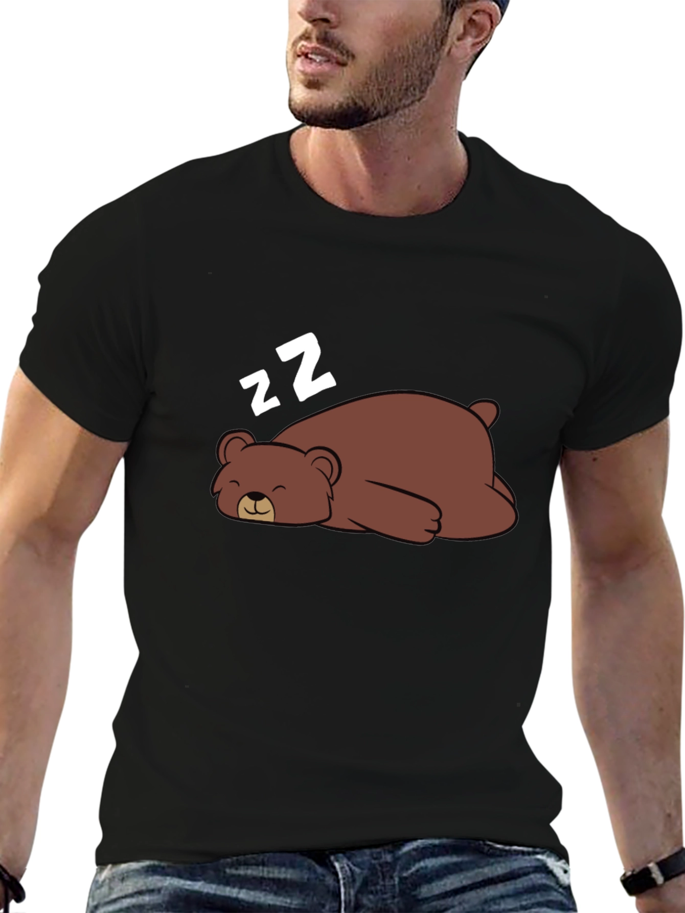 Cute Sleeping Bear T-Shirt - Unisex Black Tee
