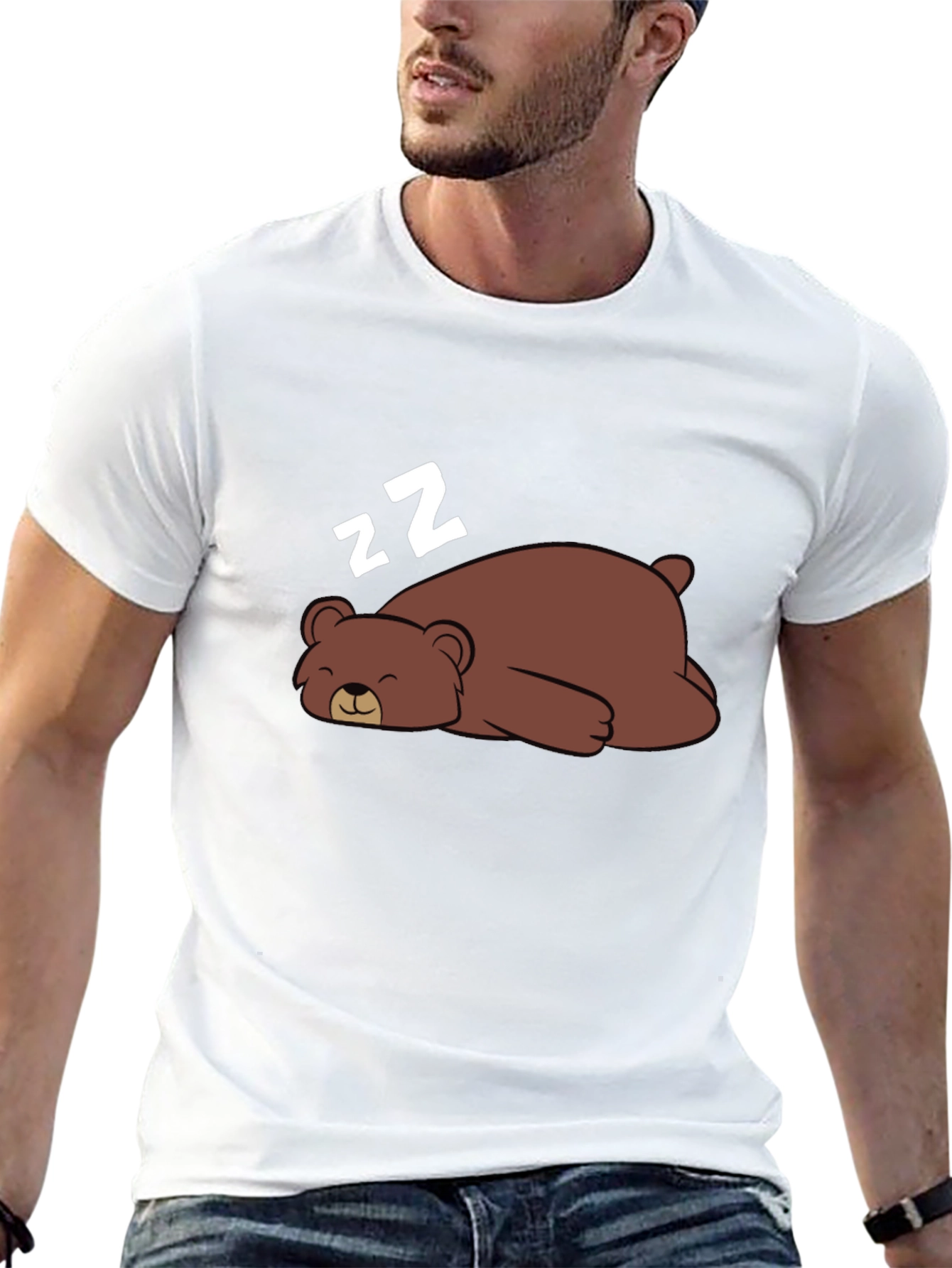 Cute Sleeping Bear T-Shirt - Unisex Black Tee