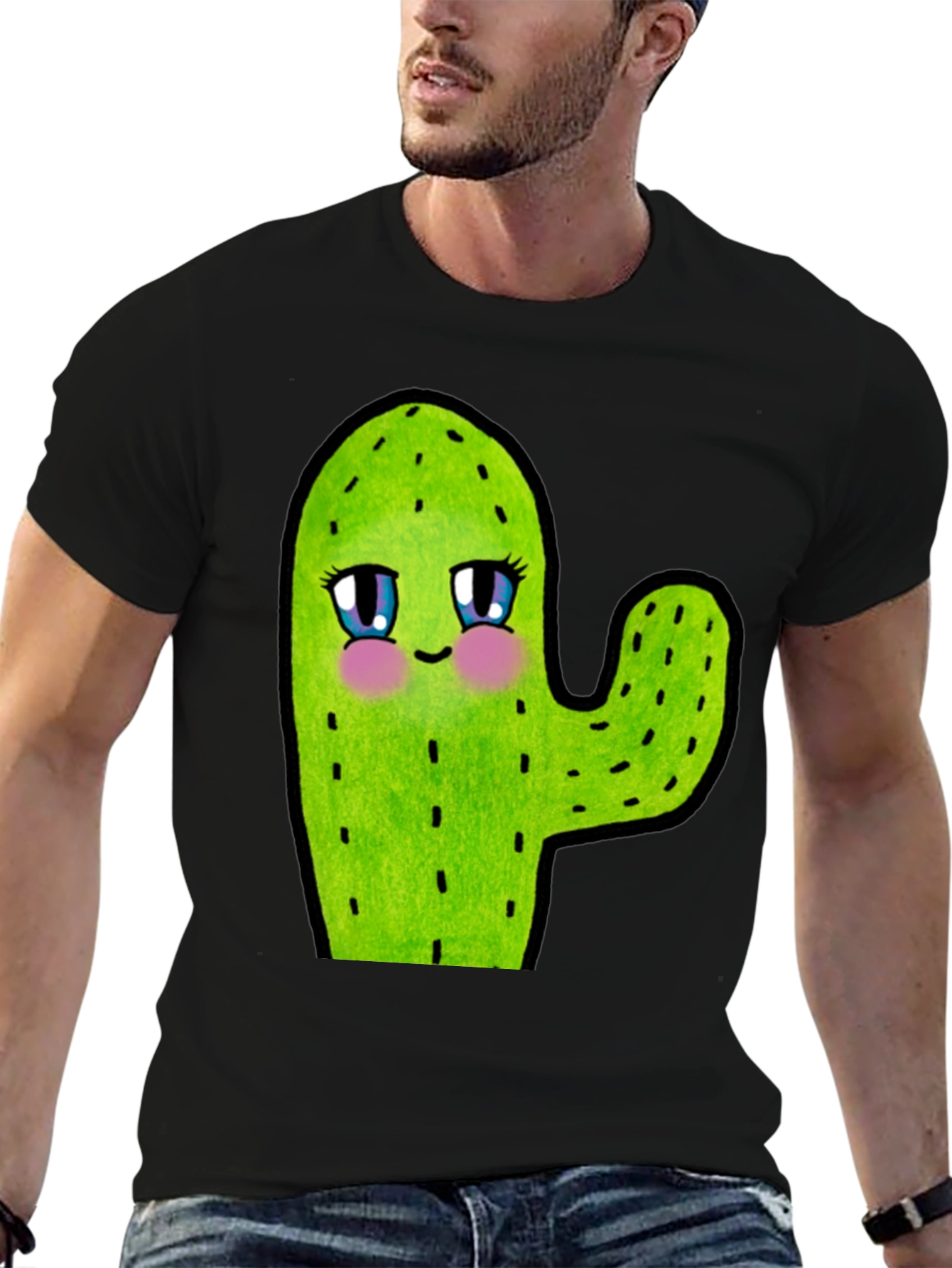 Kawaii Cactus Tee - Black Unisex T-Shirt