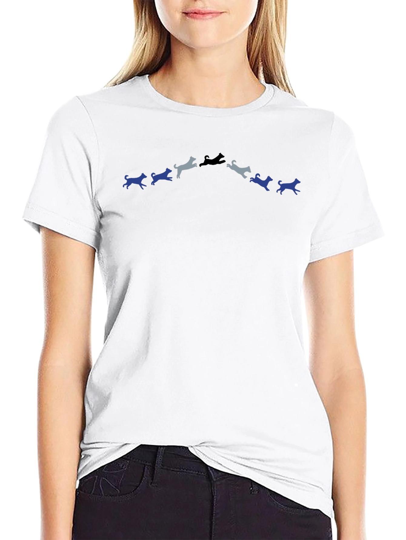 Dog Silhouette Graphic Tee - Black