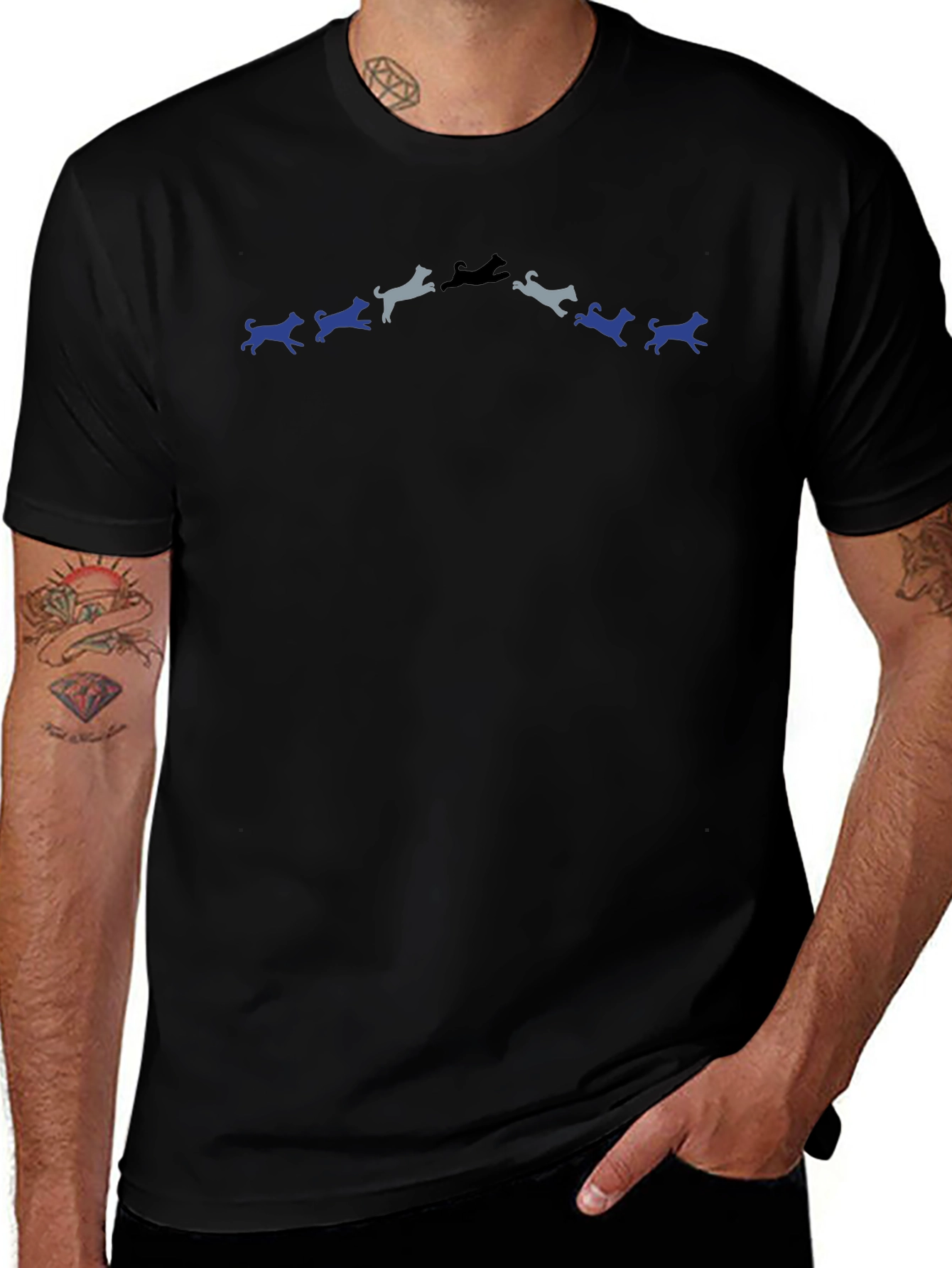 Dog Silhouette Graphic Tee - Black