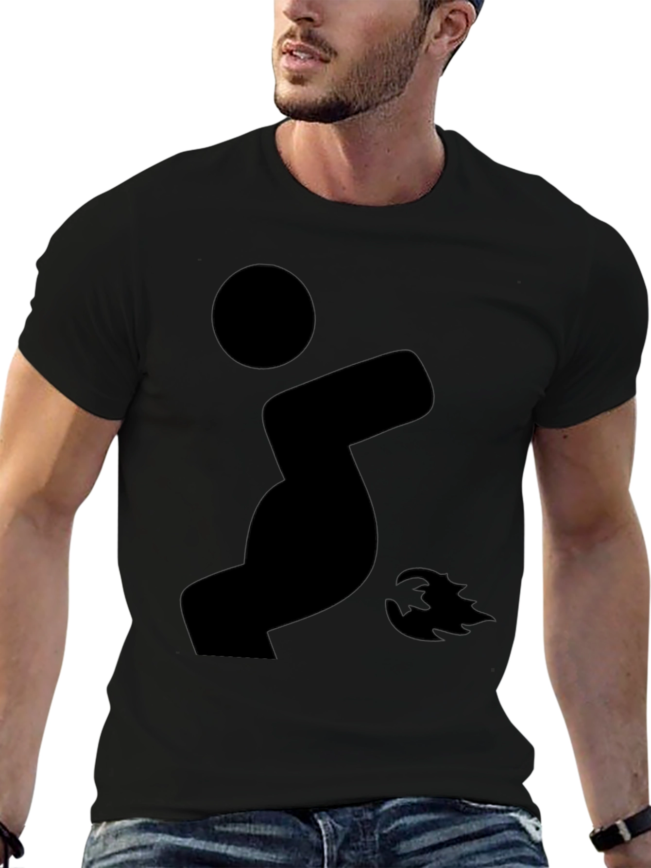 Funny Stick Figure Yoga Black T-Shirt