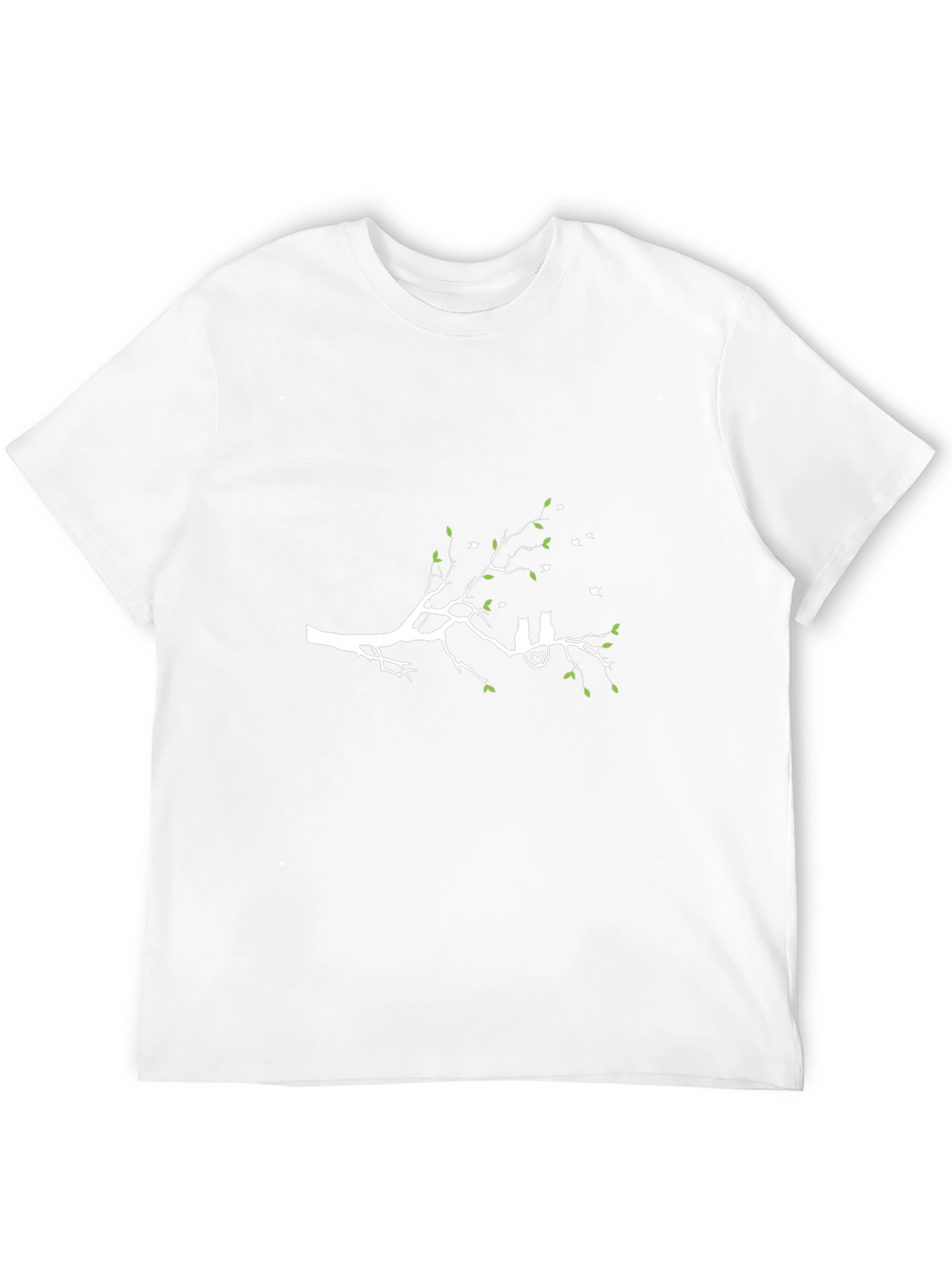 Cute Cat Couple Tree Branch Graphic T-Shirt
