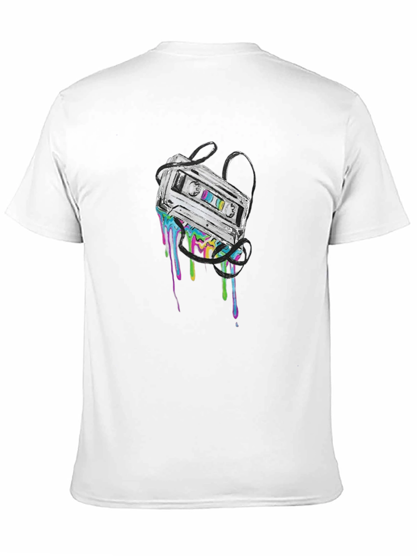 Retro Cassette Tape Drip Graphic Tee - Black