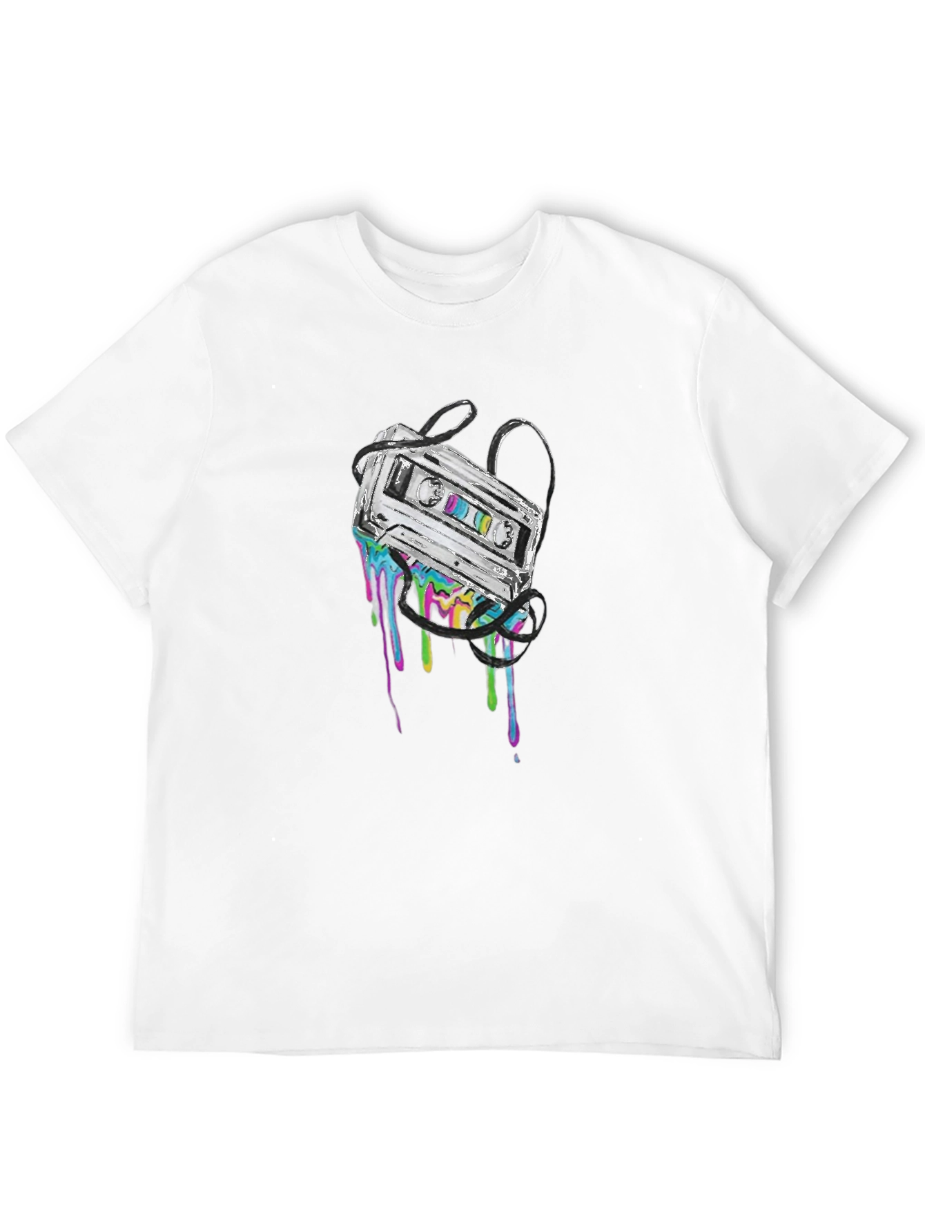 Retro Cassette Tape Drip Graphic Tee - Black