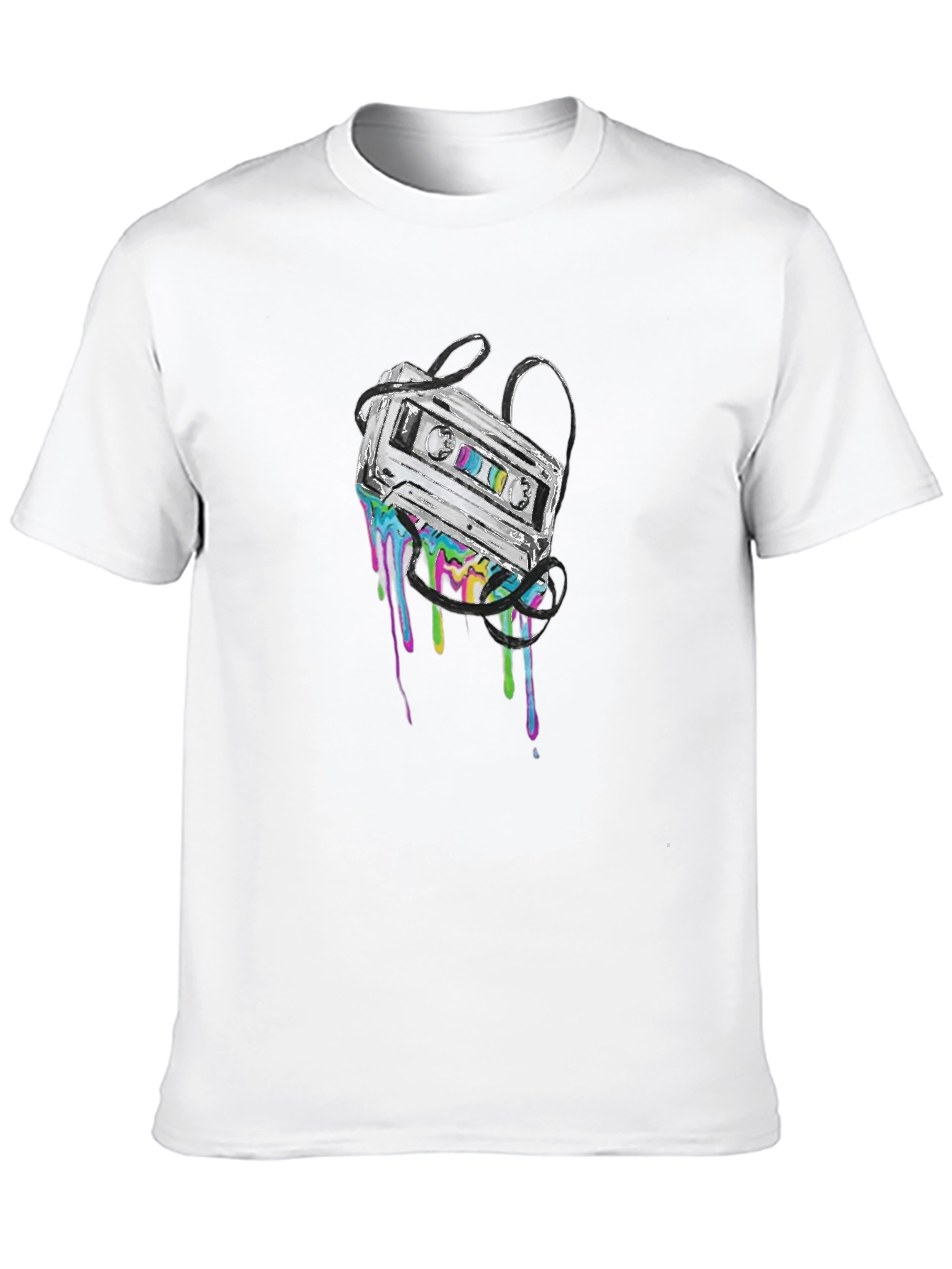 Retro Cassette Tape Drip Graphic Tee - Black
