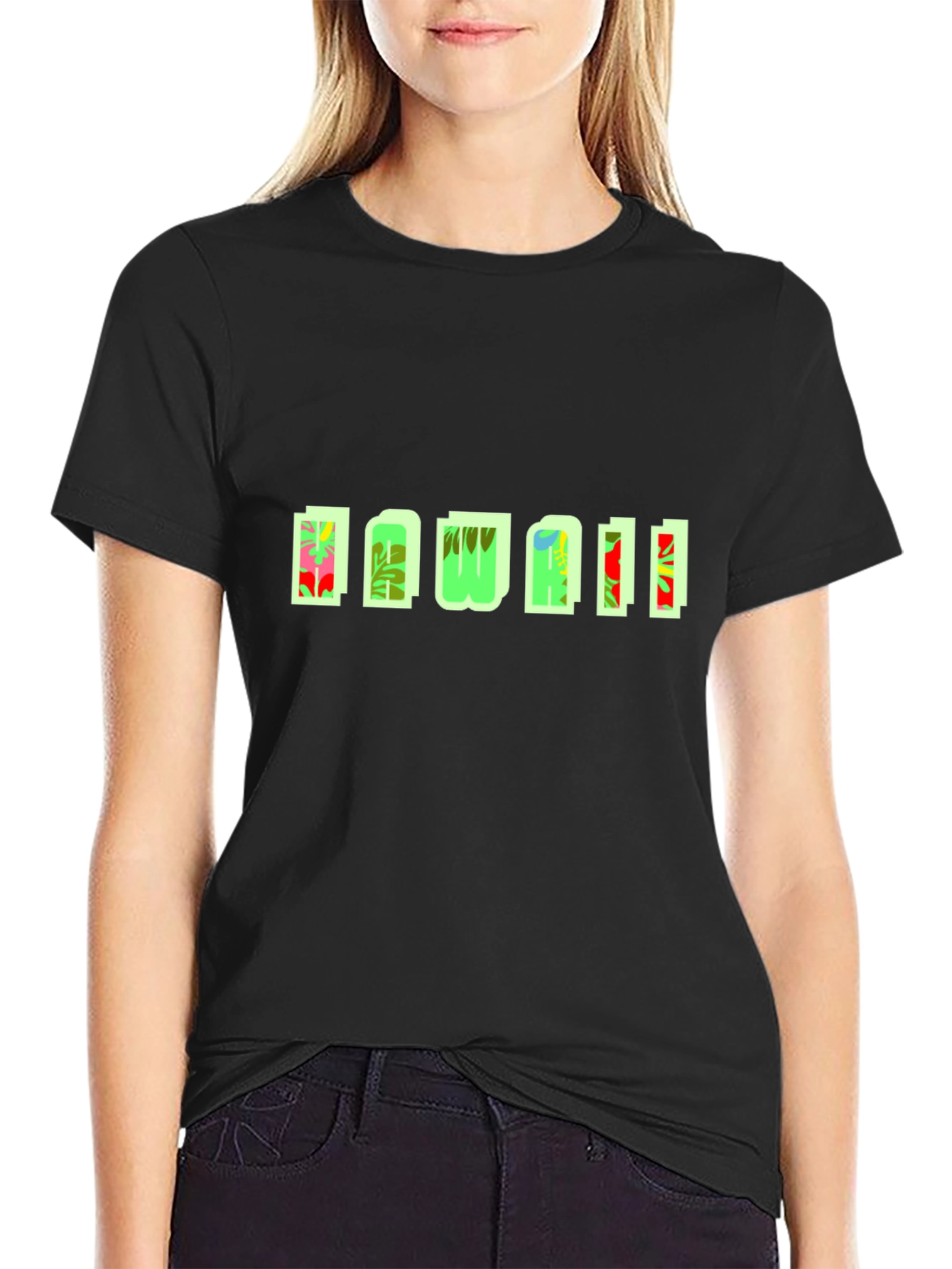 Tropical Hawaii Graphic Black T-Shirt