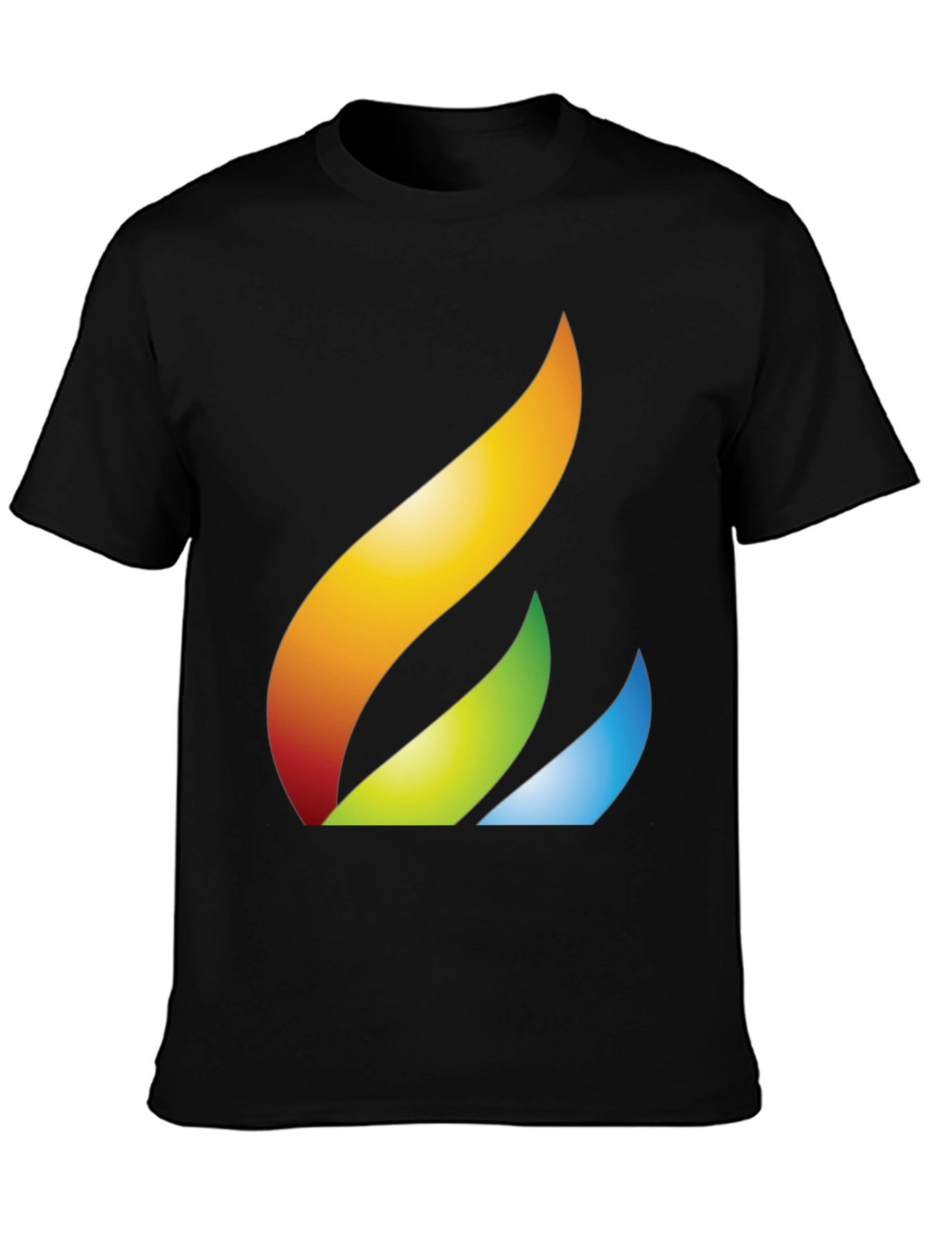 Abstract Flame Graphic Tee - Black Cotton Casual T-Shirt