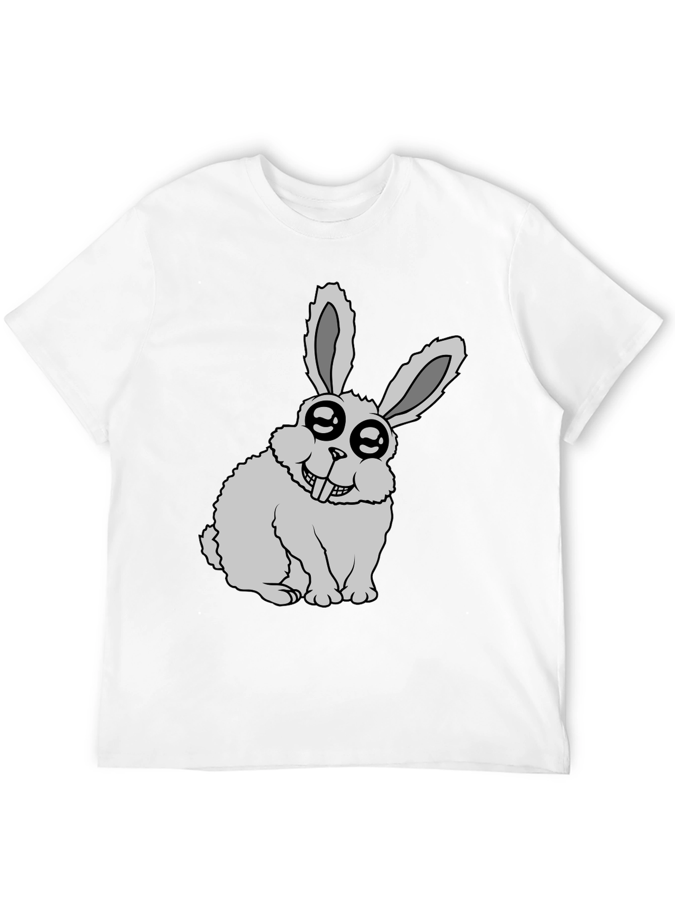 Funny Rabbit Graphic Tee - Black Cotton Casual T-Shirt