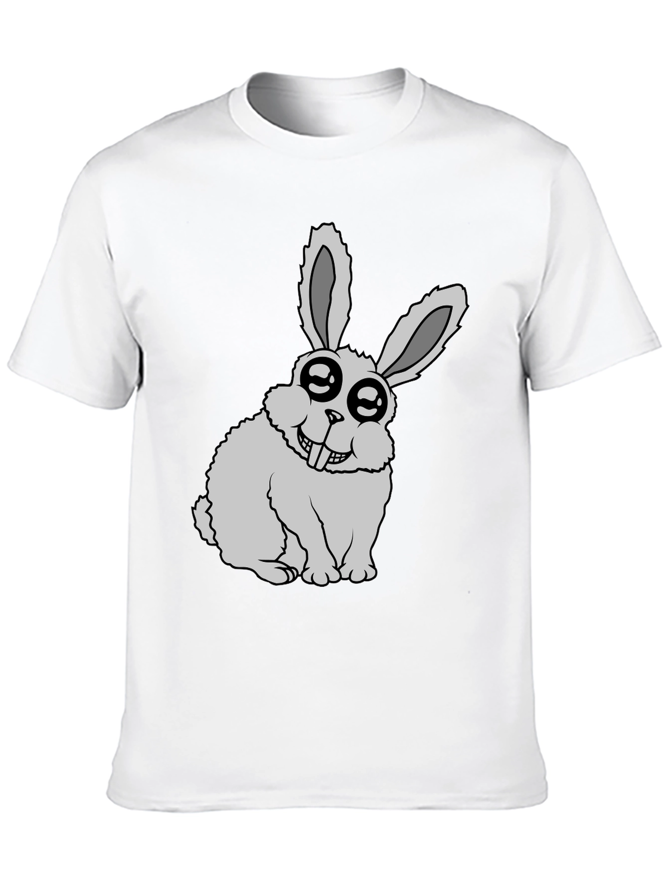 Funny Rabbit Graphic Tee - Black Cotton Casual T-Shirt