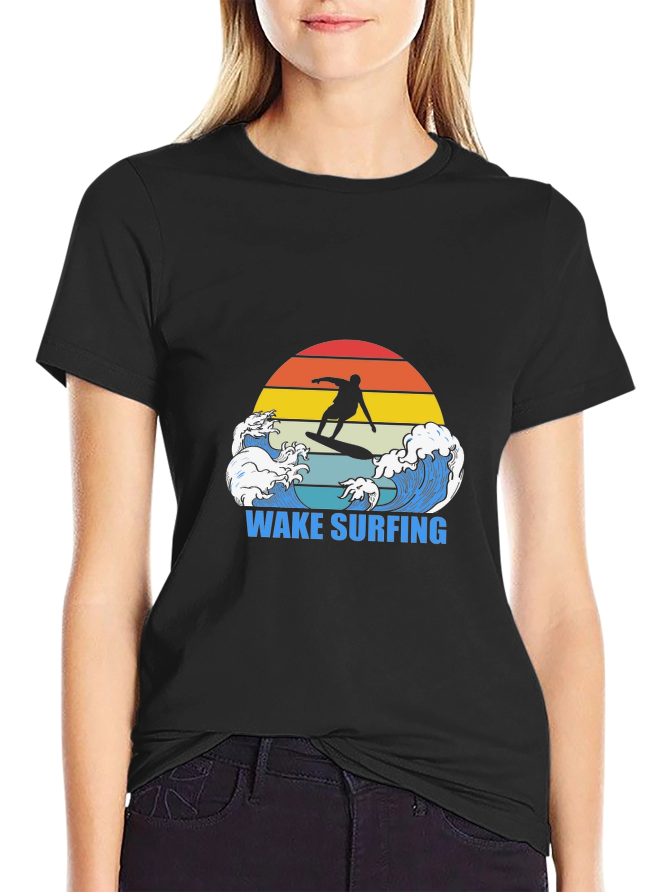 Wake Surfing T-Shirt Surfer Graphic Tee Cool Summer Top