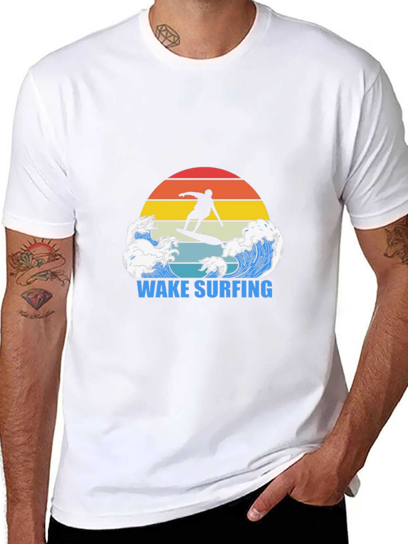 Wake Surfing T-Shirt Surfer Graphic Tee Cool Summer Top