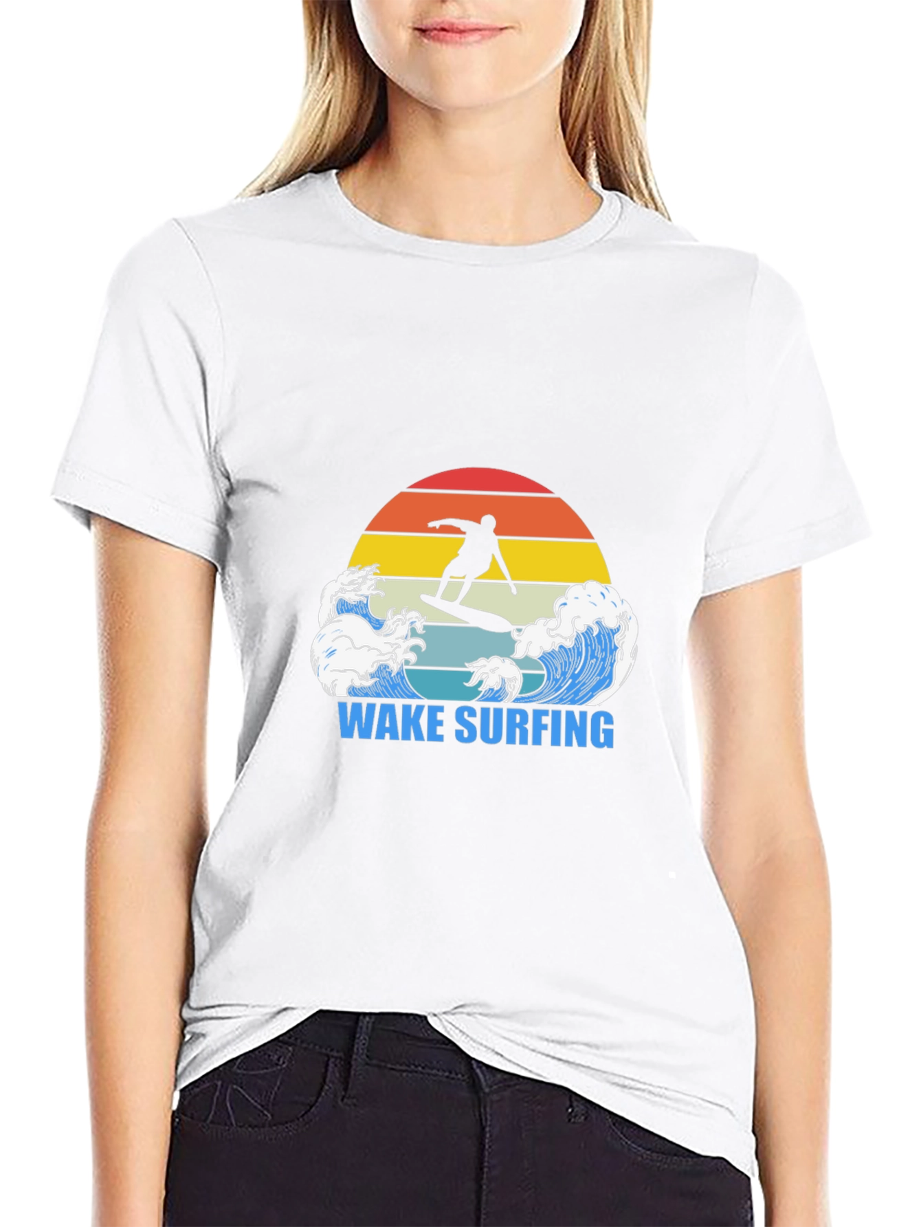 Wake Surfing T-Shirt Surfer Graphic Tee Cool Summer Top