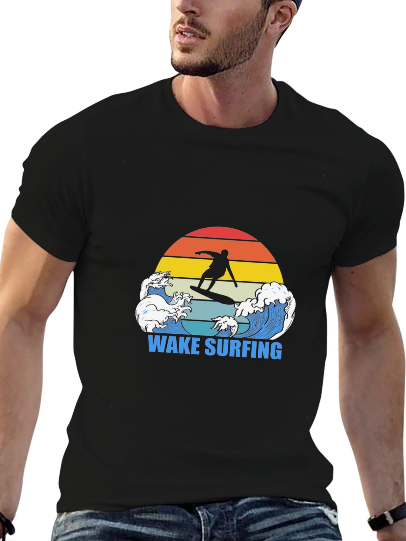 Wake Surfing T-Shirt Surfer Graphic Tee Cool Summer Top