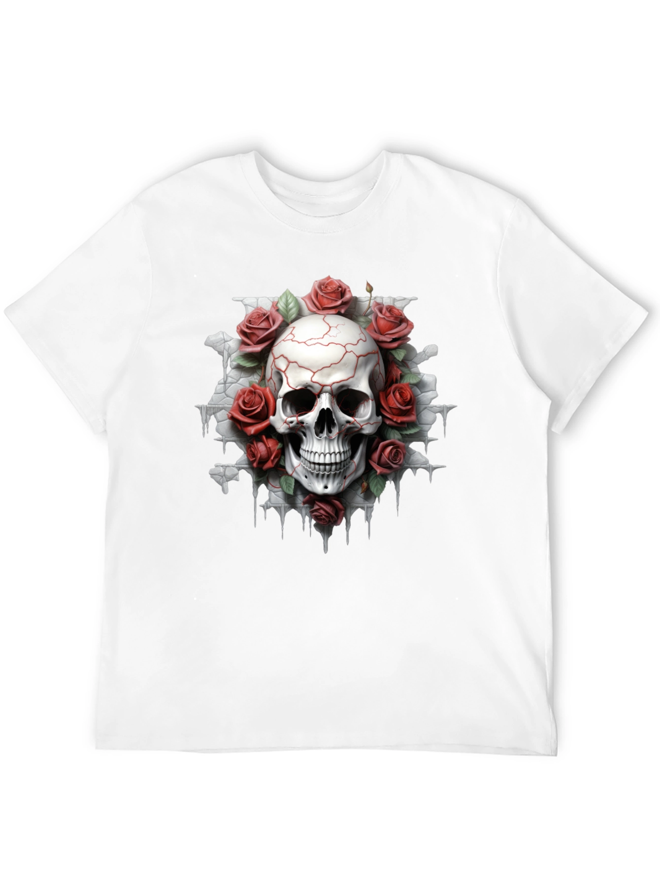 Skull & Roses Graphic Tee - Dark Aesthetic