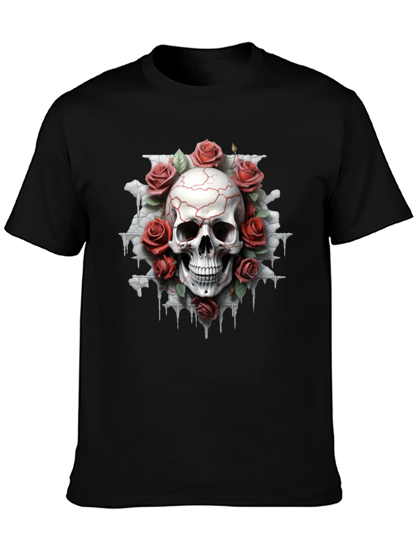 Skull & Roses Graphic Tee - Dark Aesthetic